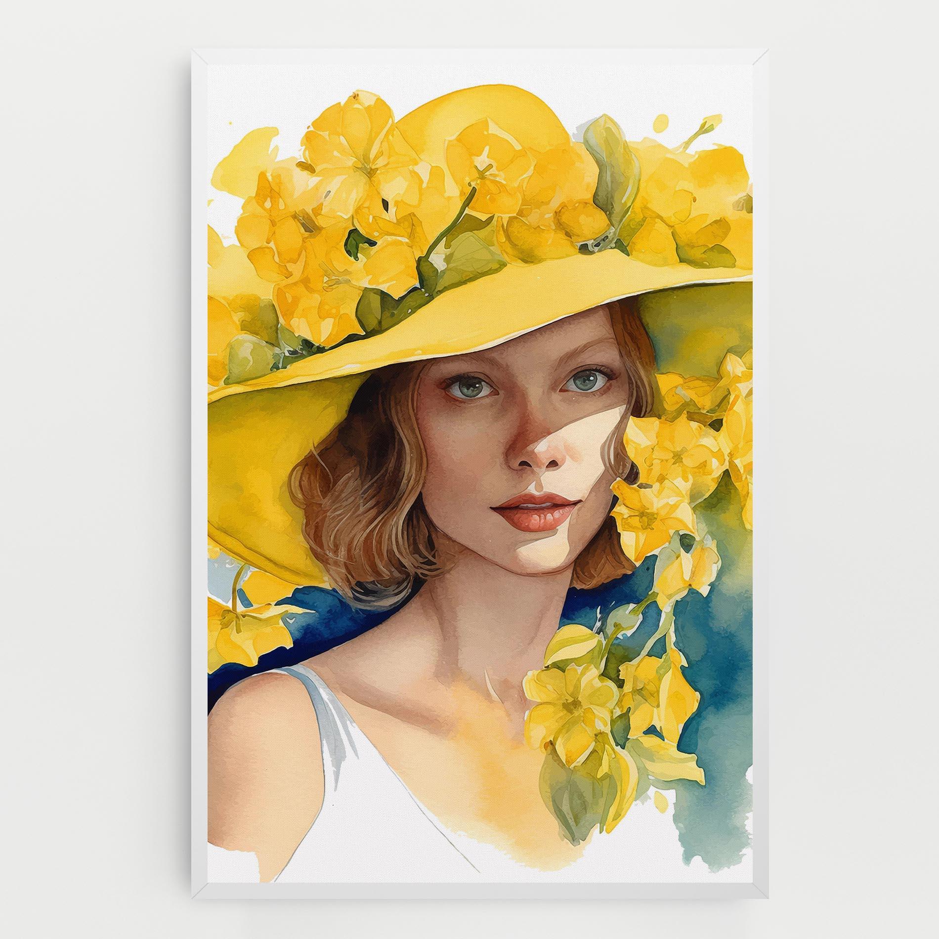 Картина на платно Yellow Hat Flowers mockup 0