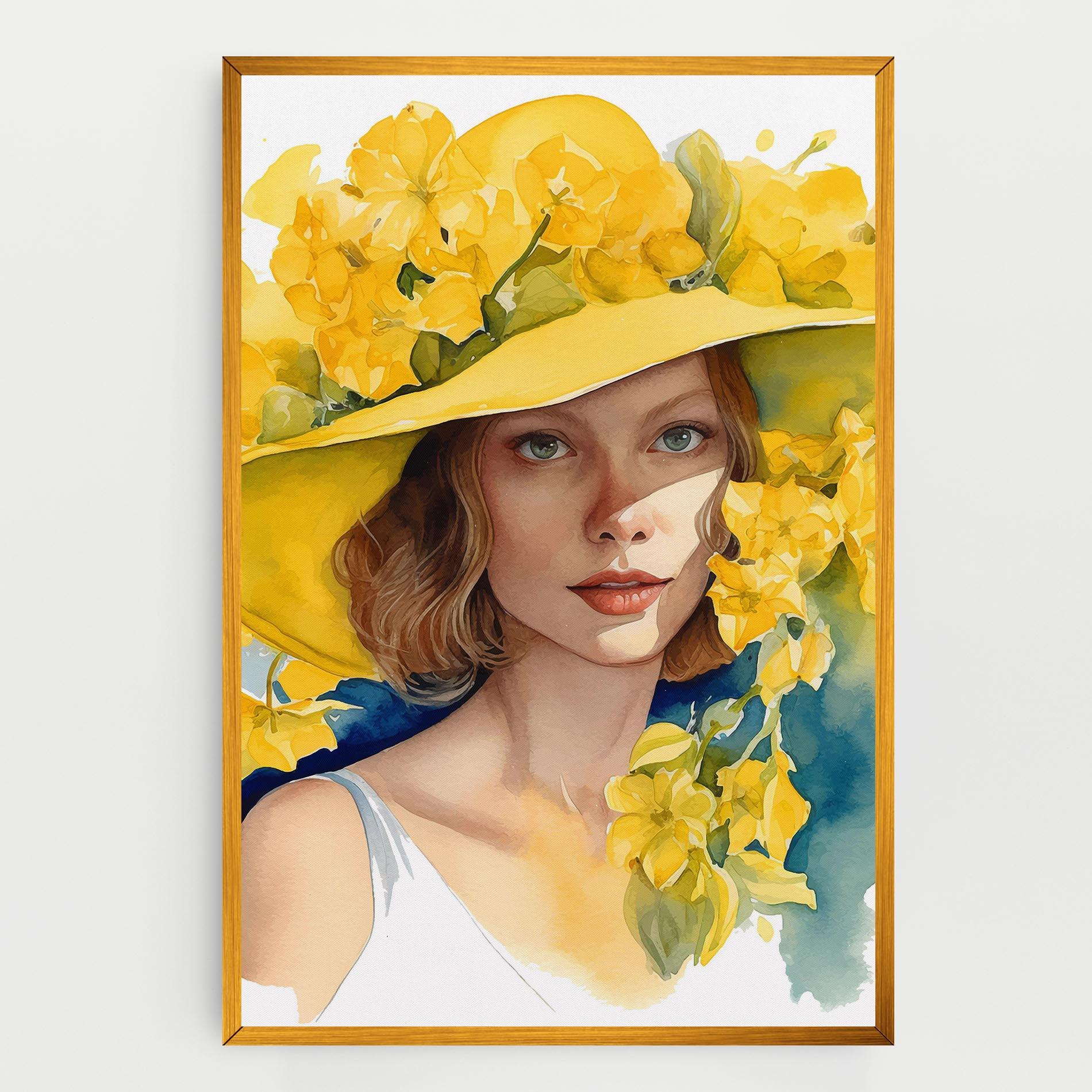 Картина на платно Yellow Hat Flowers mockup 0