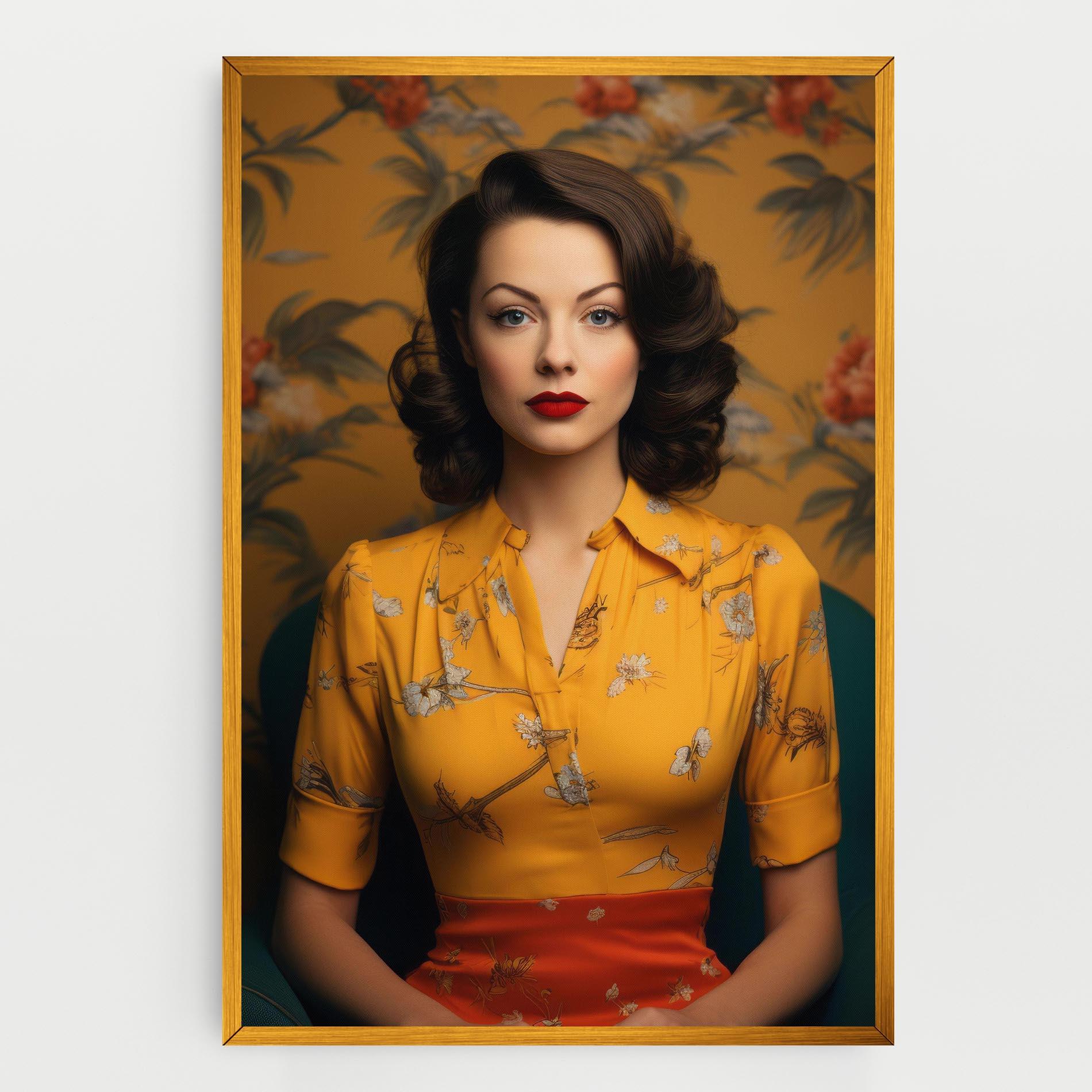 Картина на платно Yellow Red Dress mockup 0