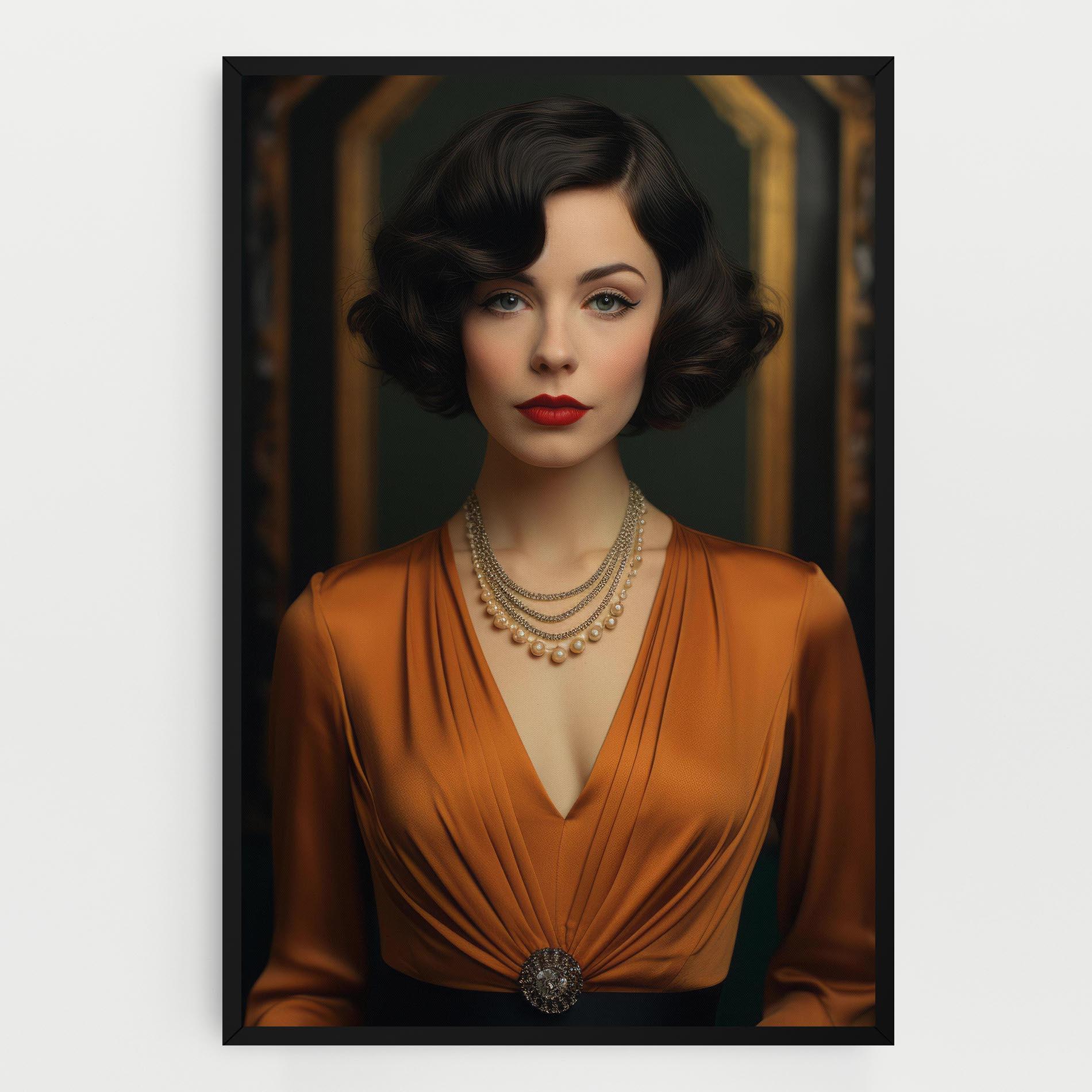 Картина на платно Orange Blouse Pearls mockup 0