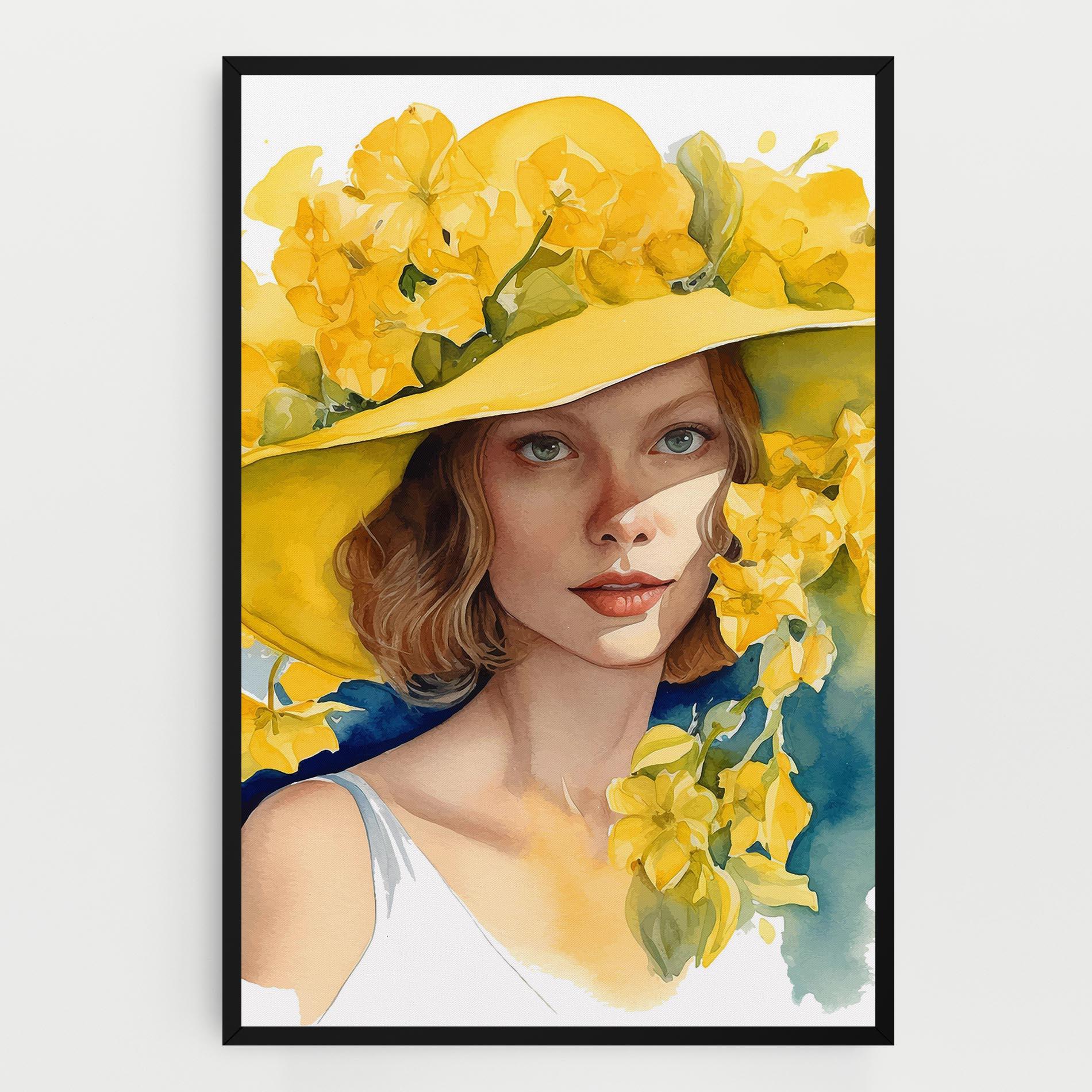 Картина на платно Yellow Hat Flowers mockup 0