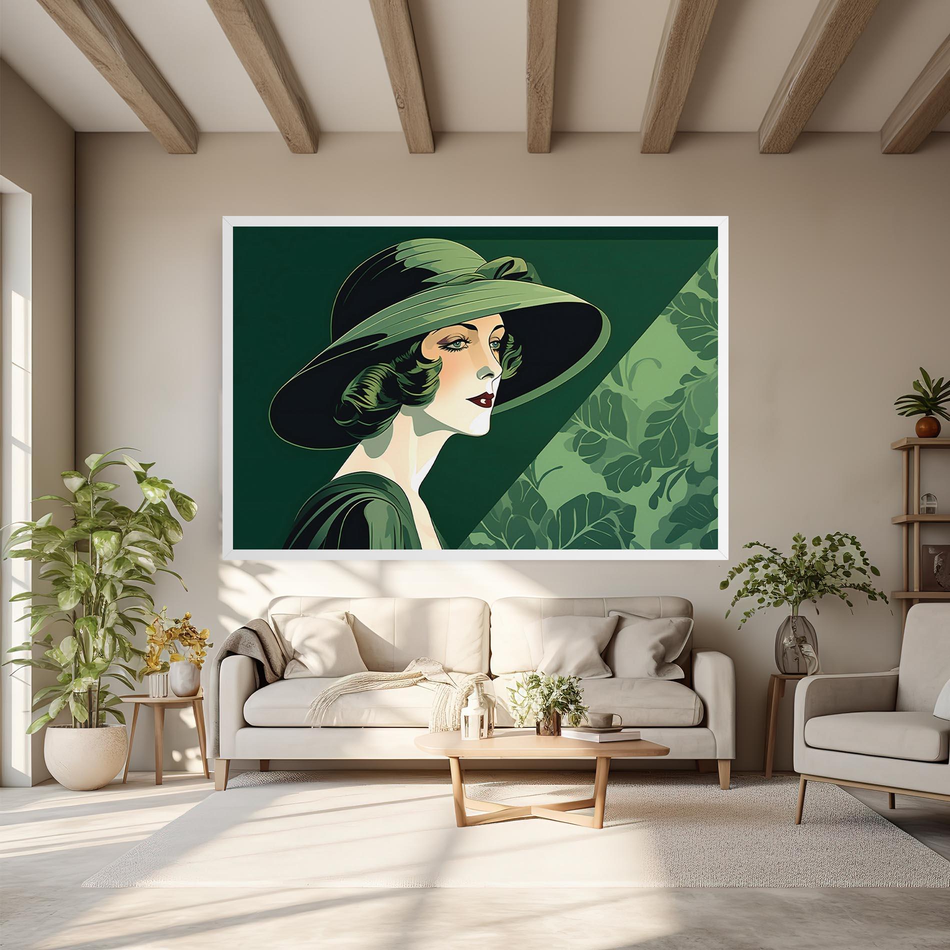 Картина на платно Green Woman Painting mockup 6
