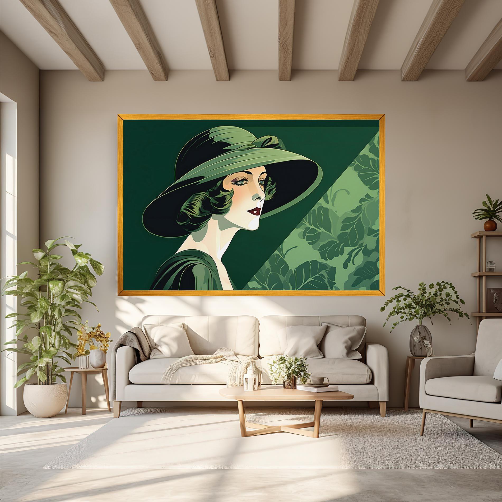 Картина на платно Green Woman Painting mockup 6