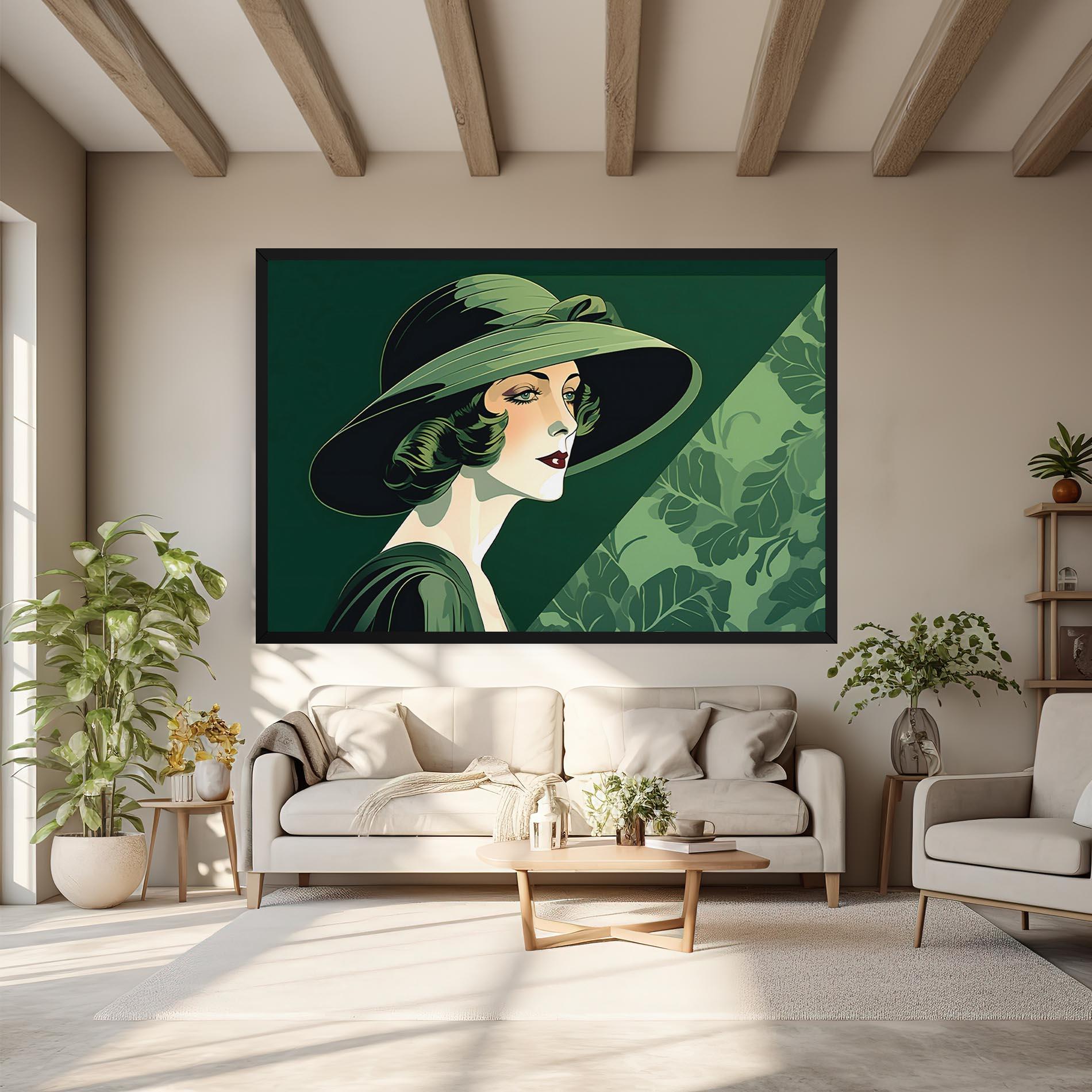 Картина на платно Green Woman Painting mockup 6