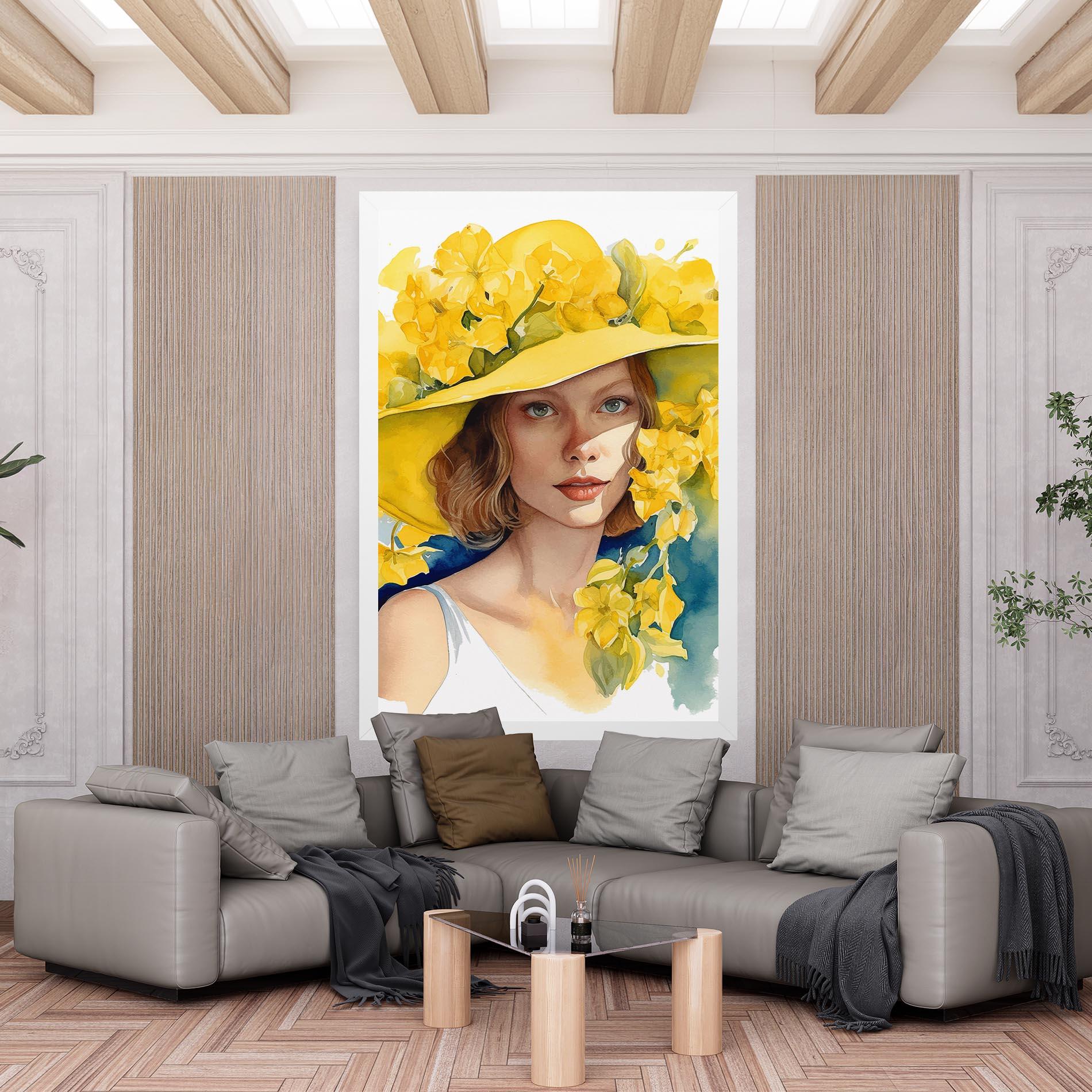 Картина на платно Yellow Hat Flowers mockup 6
