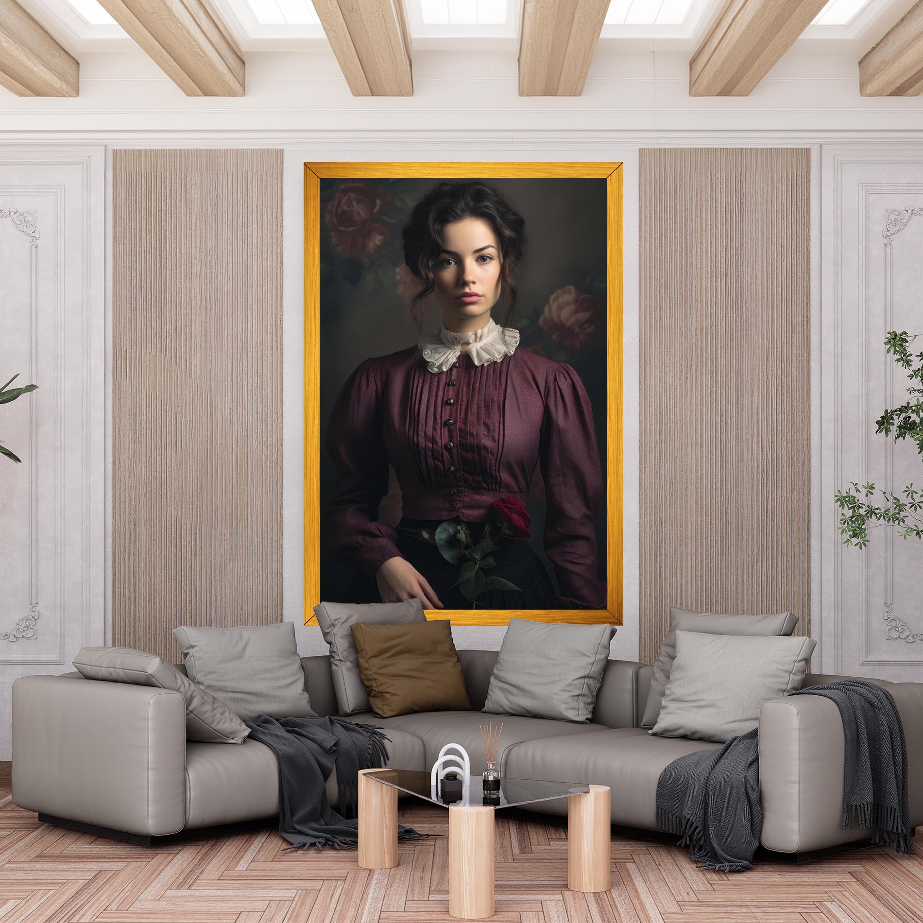 Картина на платно Holding Vintage Rose mockup 6