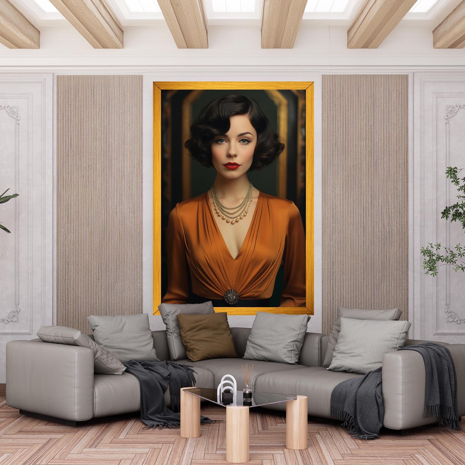 Orange Blouse Pearls mockup 6