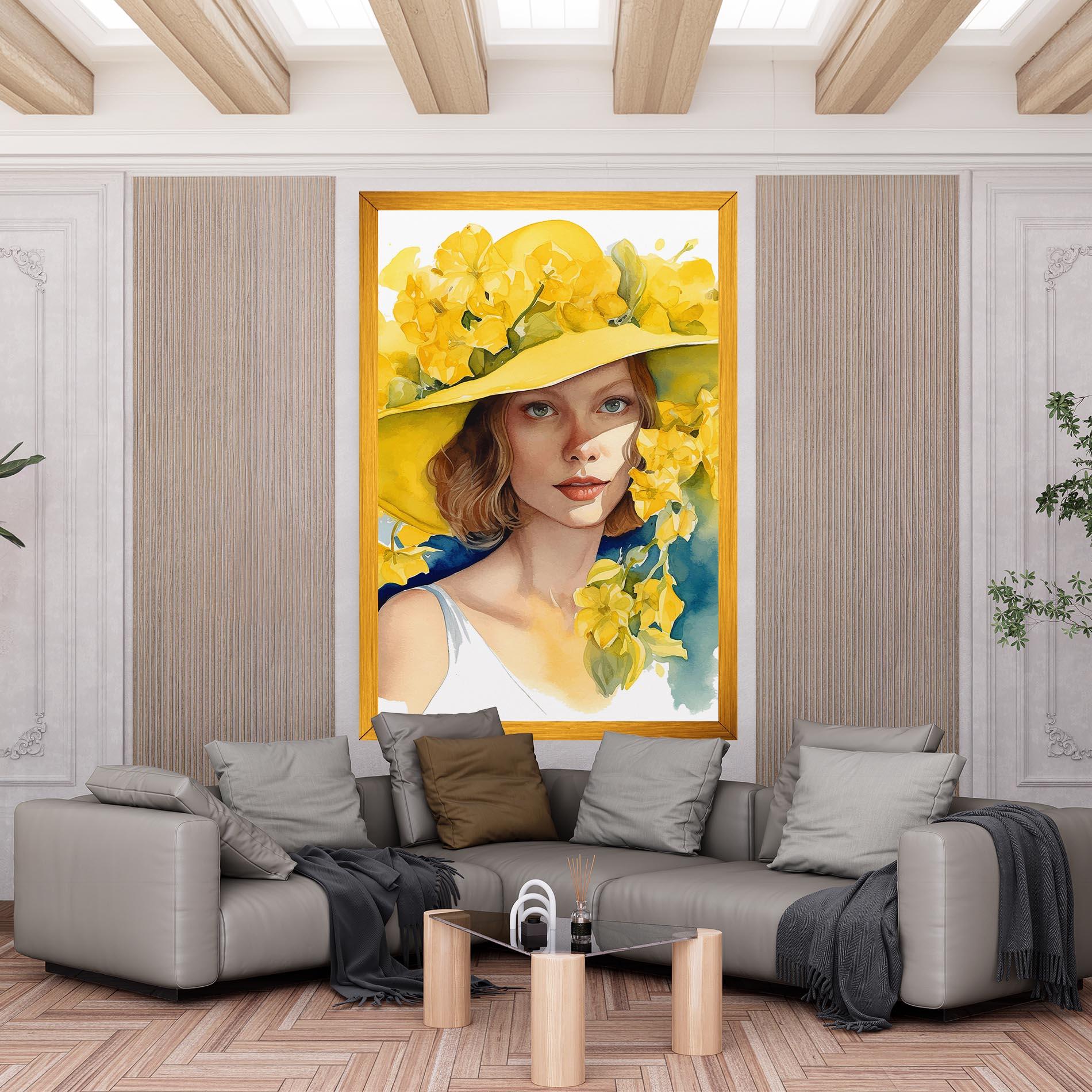 Картина на платно Yellow Hat Flowers mockup 6