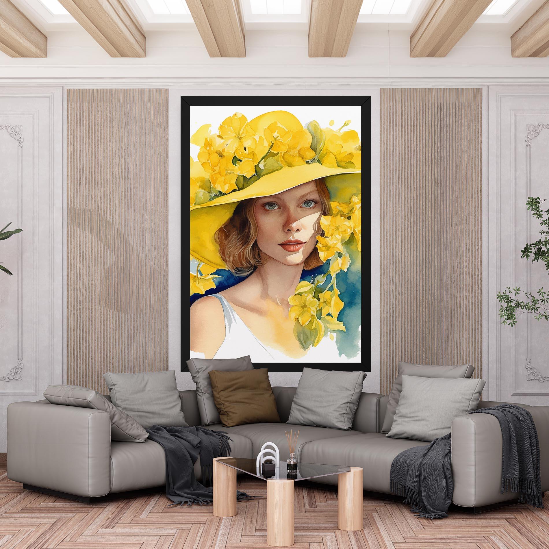 Картина на платно Yellow Hat Flowers mockup 6