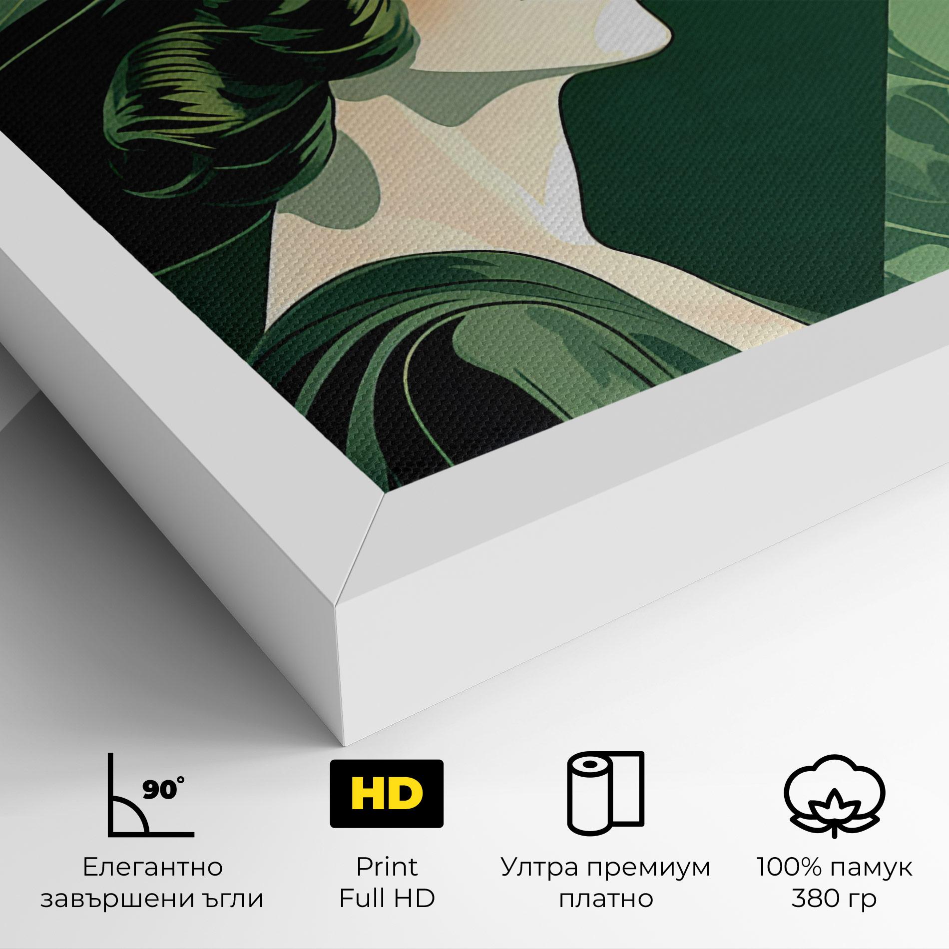Картина на платно Green Woman Painting mockup 4