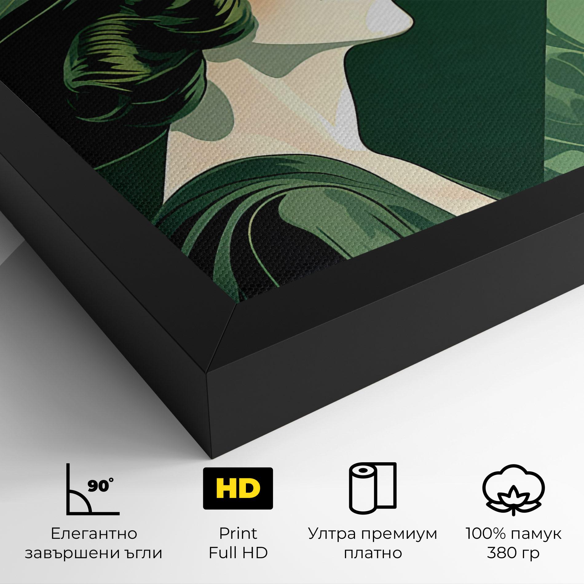Картина на платно Green Woman Painting mockup 4