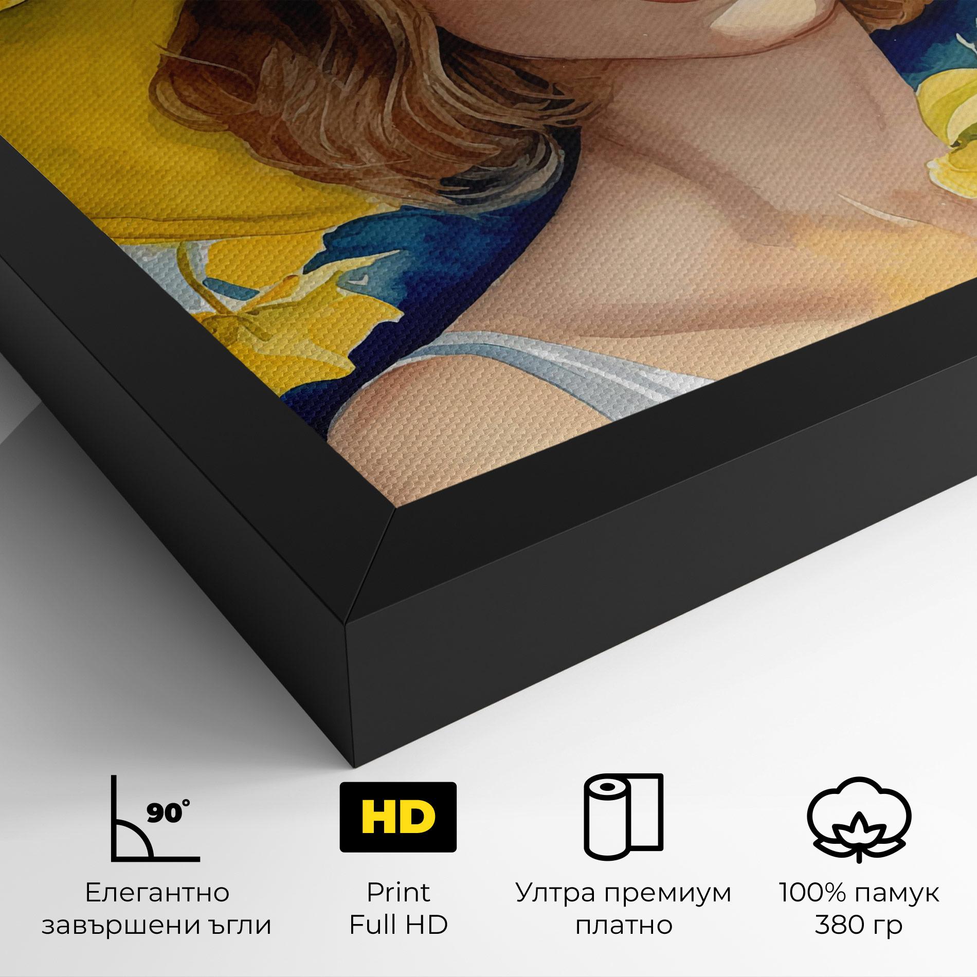 Картина на платно Yellow Hat Flowers mockup 4