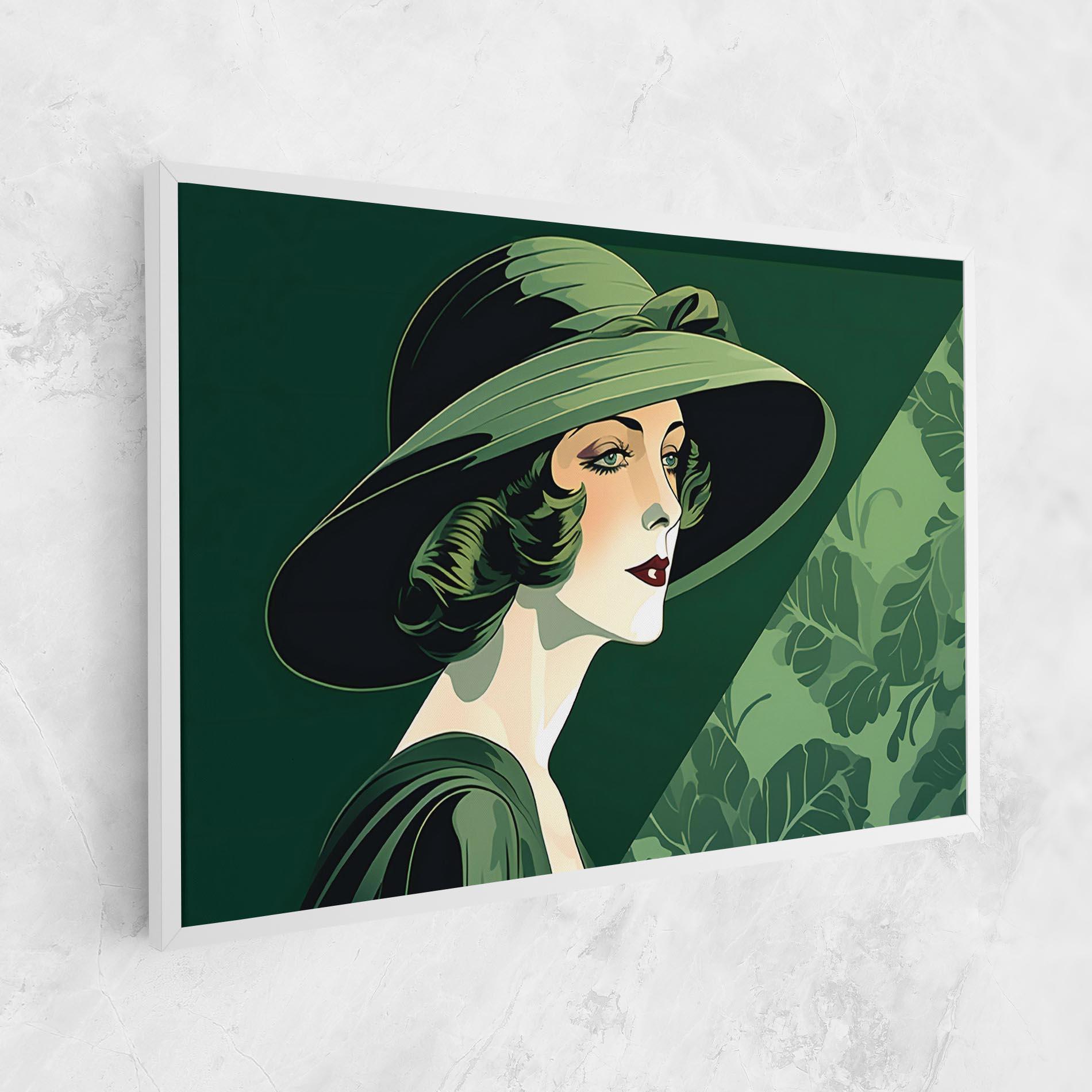 Картина на платно Green Woman Painting mockup 1