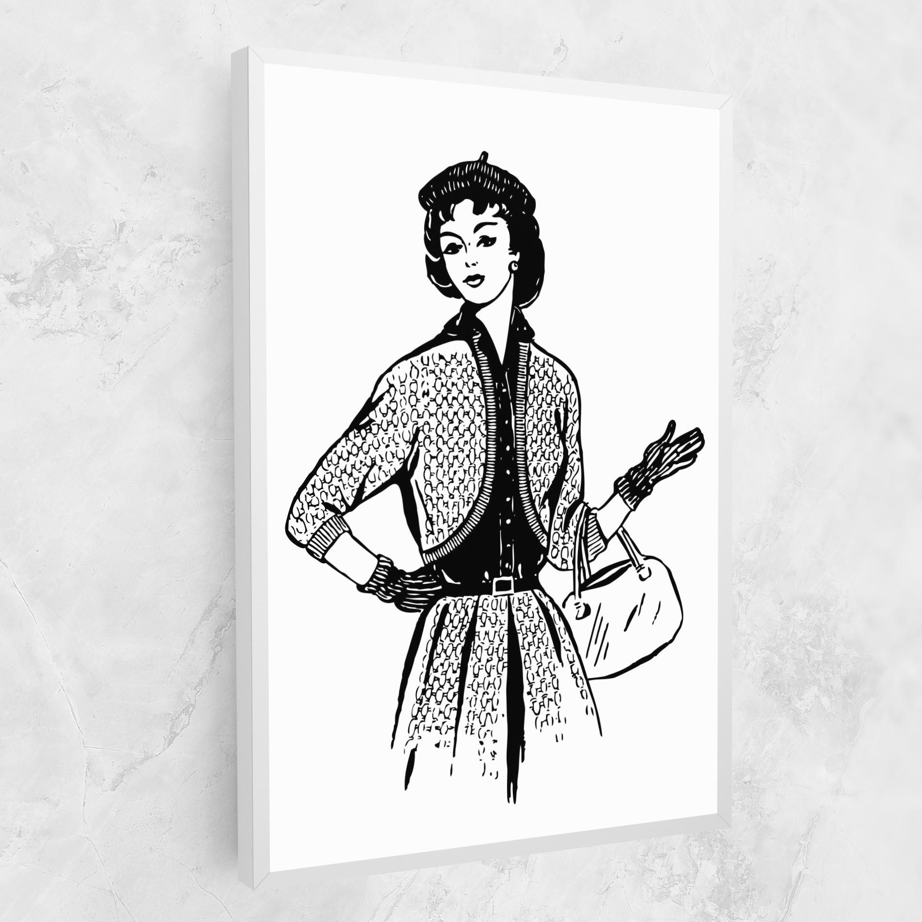 Картина на платно Vintage Woman Line mockup 1