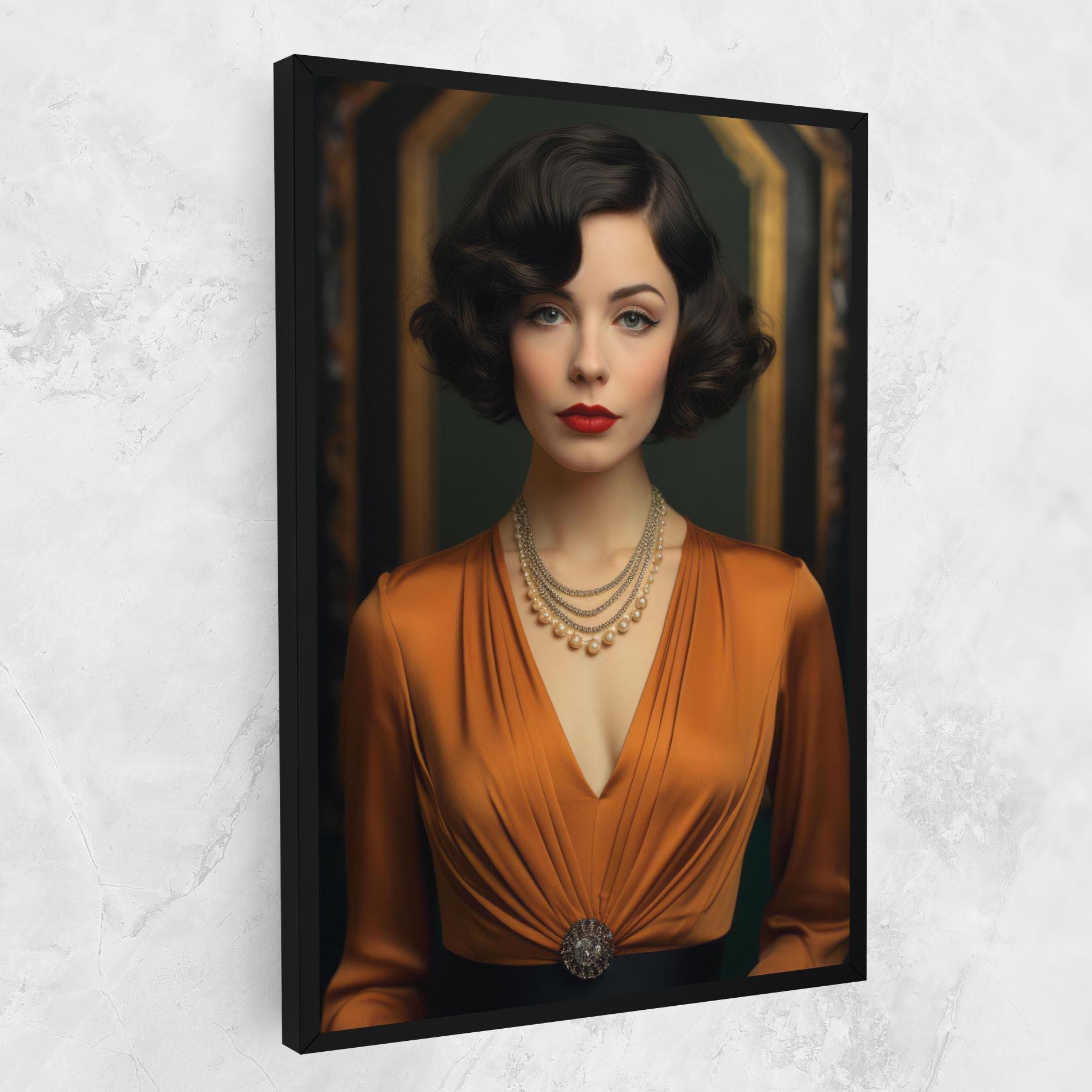 Картина на платно Orange Blouse Pearls mockup 1