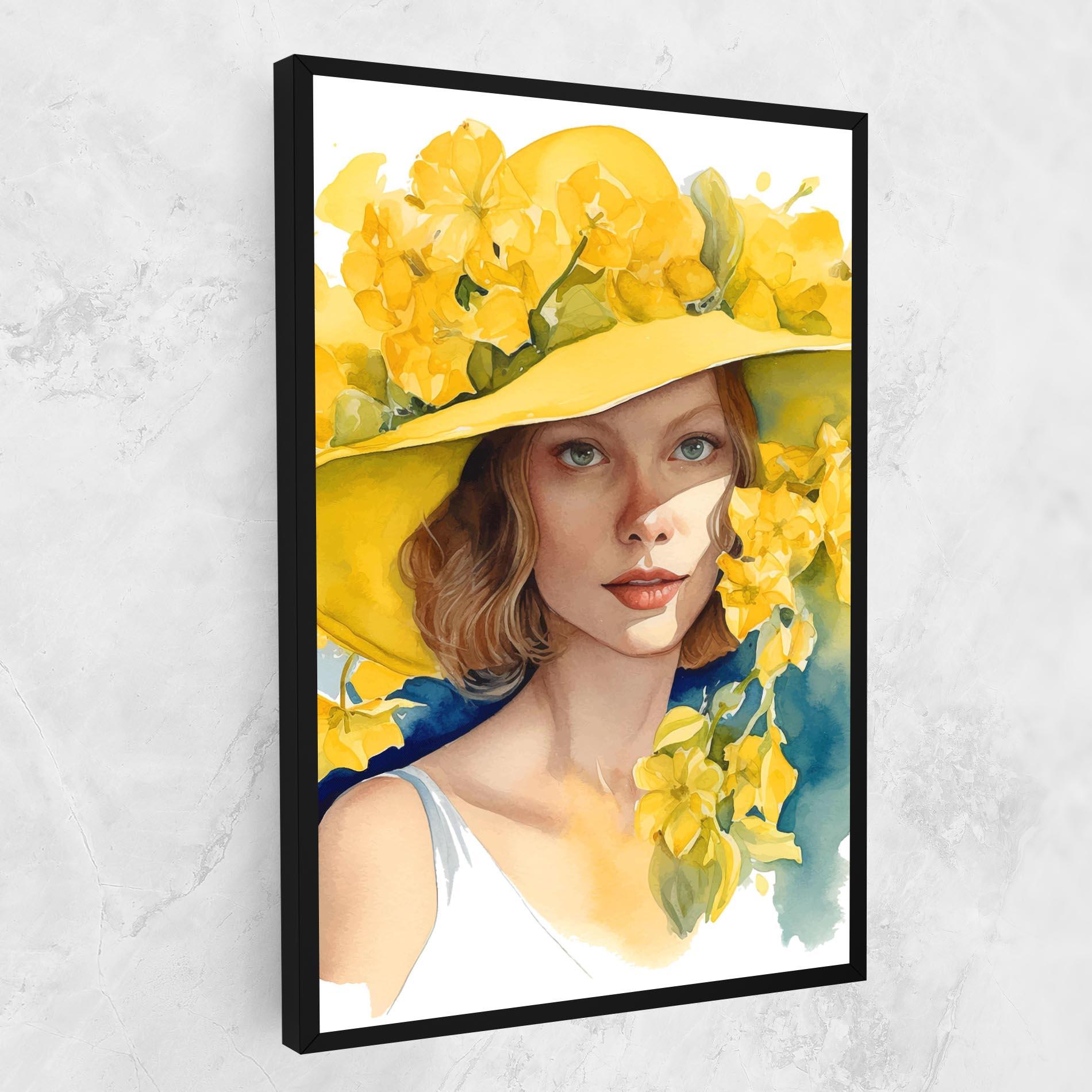 Картина на платно Yellow Hat Flowers mockup 1