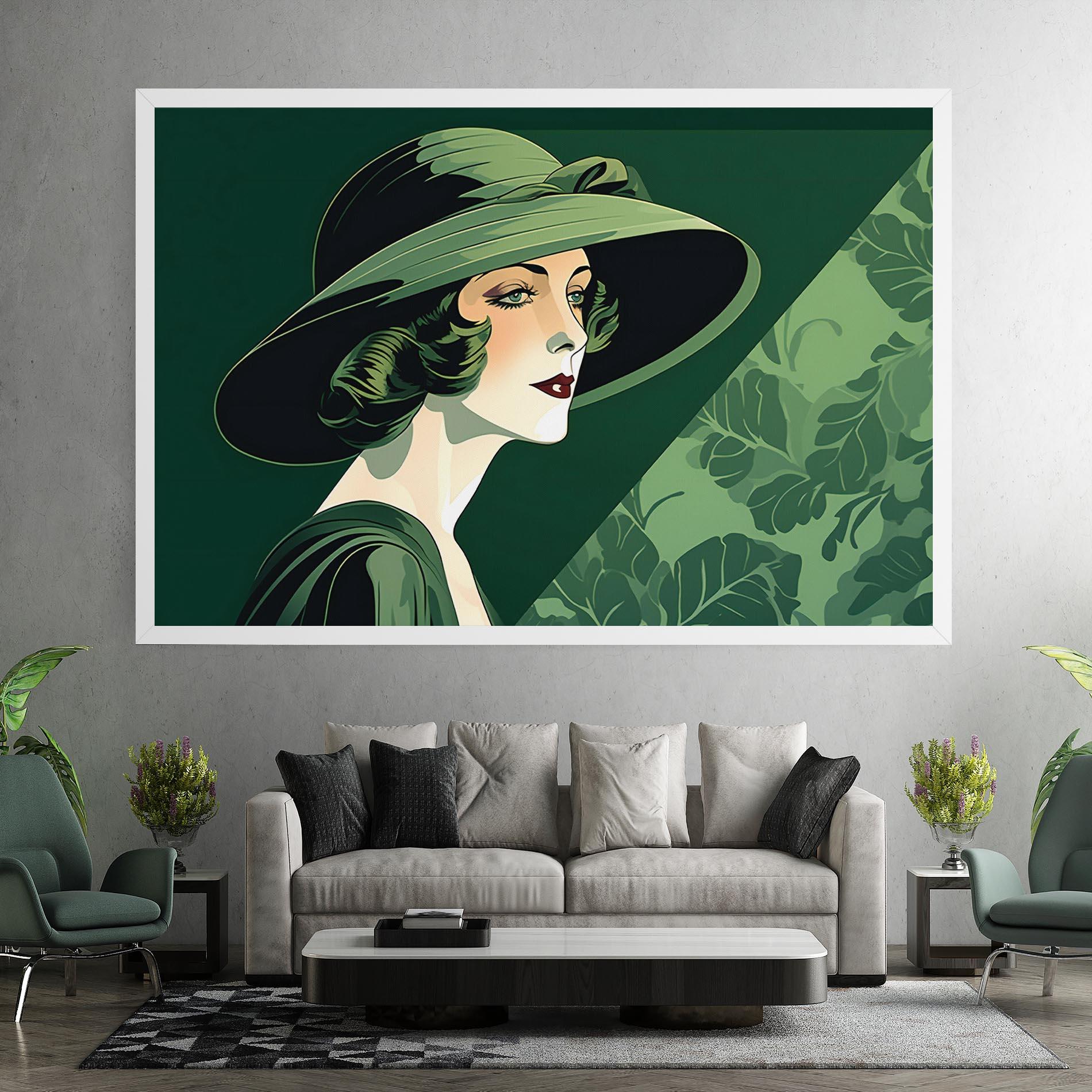 Картина на платно Green Woman Painting mockup 7