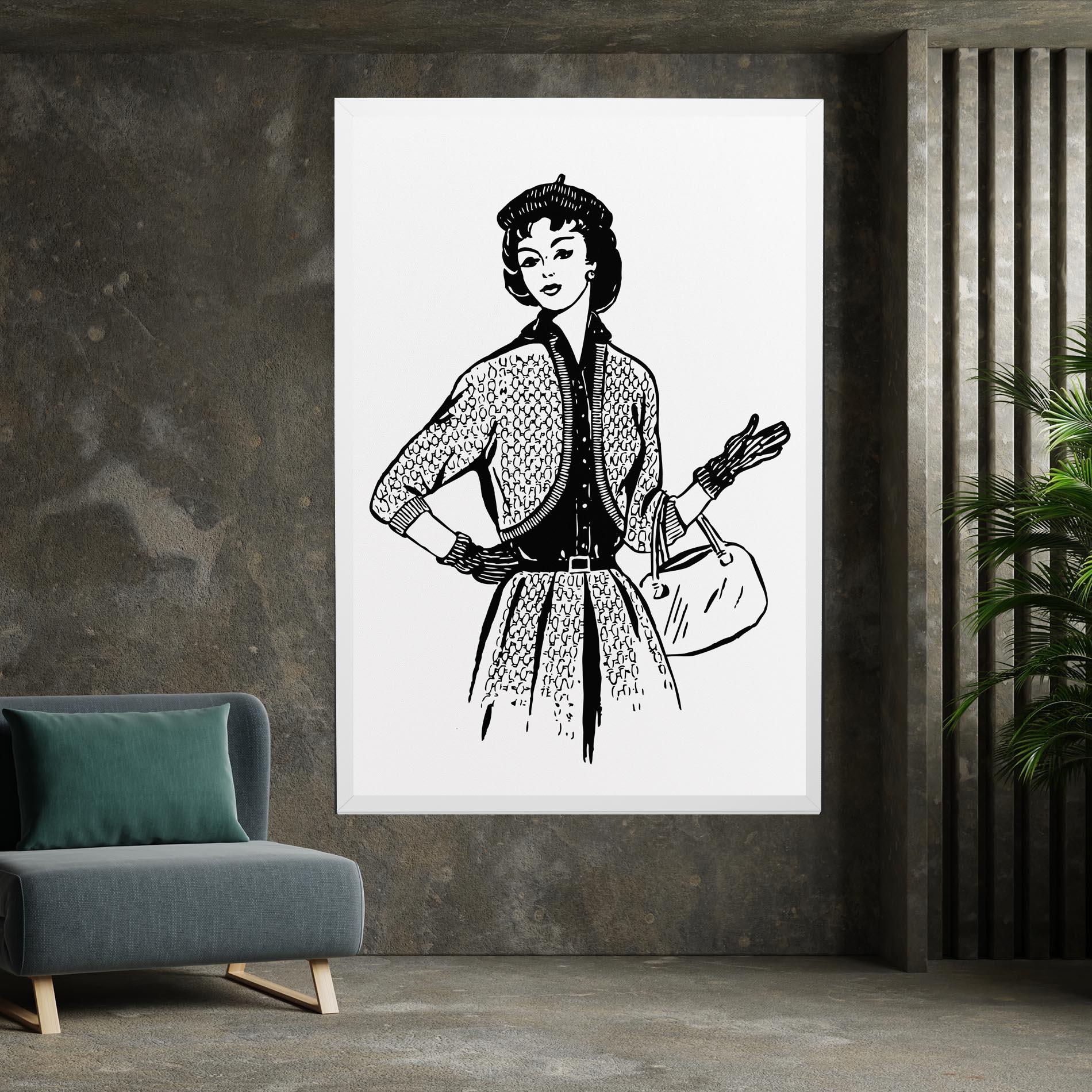 Картина на платно Vintage Woman Line mockup 7