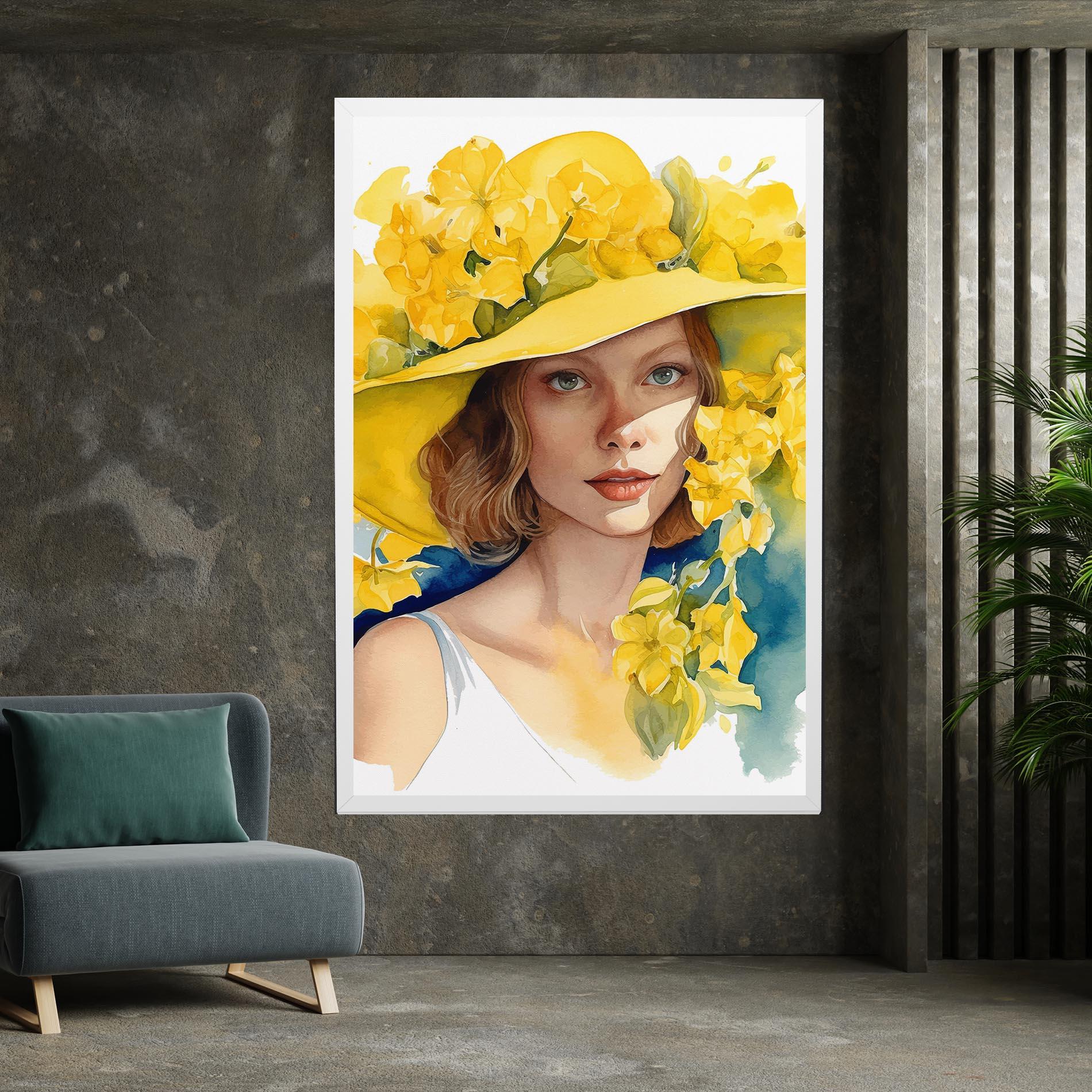 Картина на платно Yellow Hat Flowers mockup 7