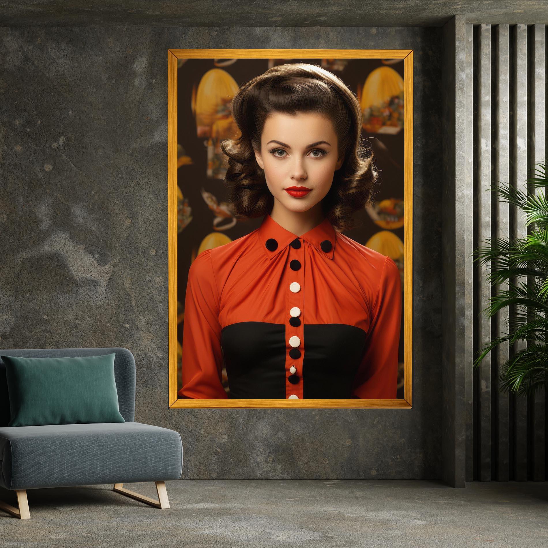 Картина на платно Vintage Red Black mockup 7
