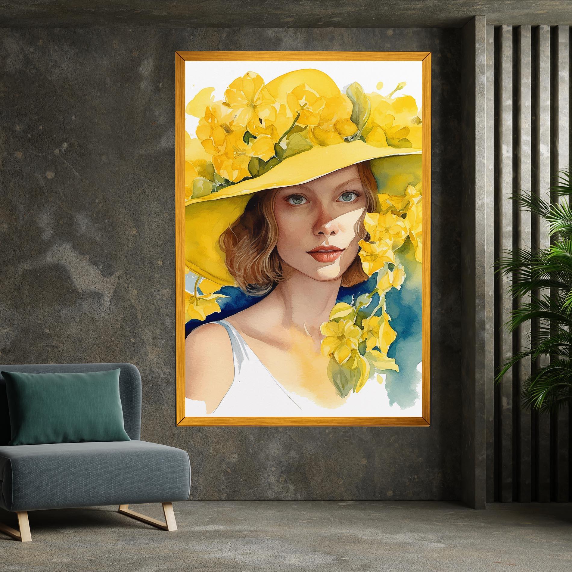 Картина на платно Yellow Hat Flowers mockup 7