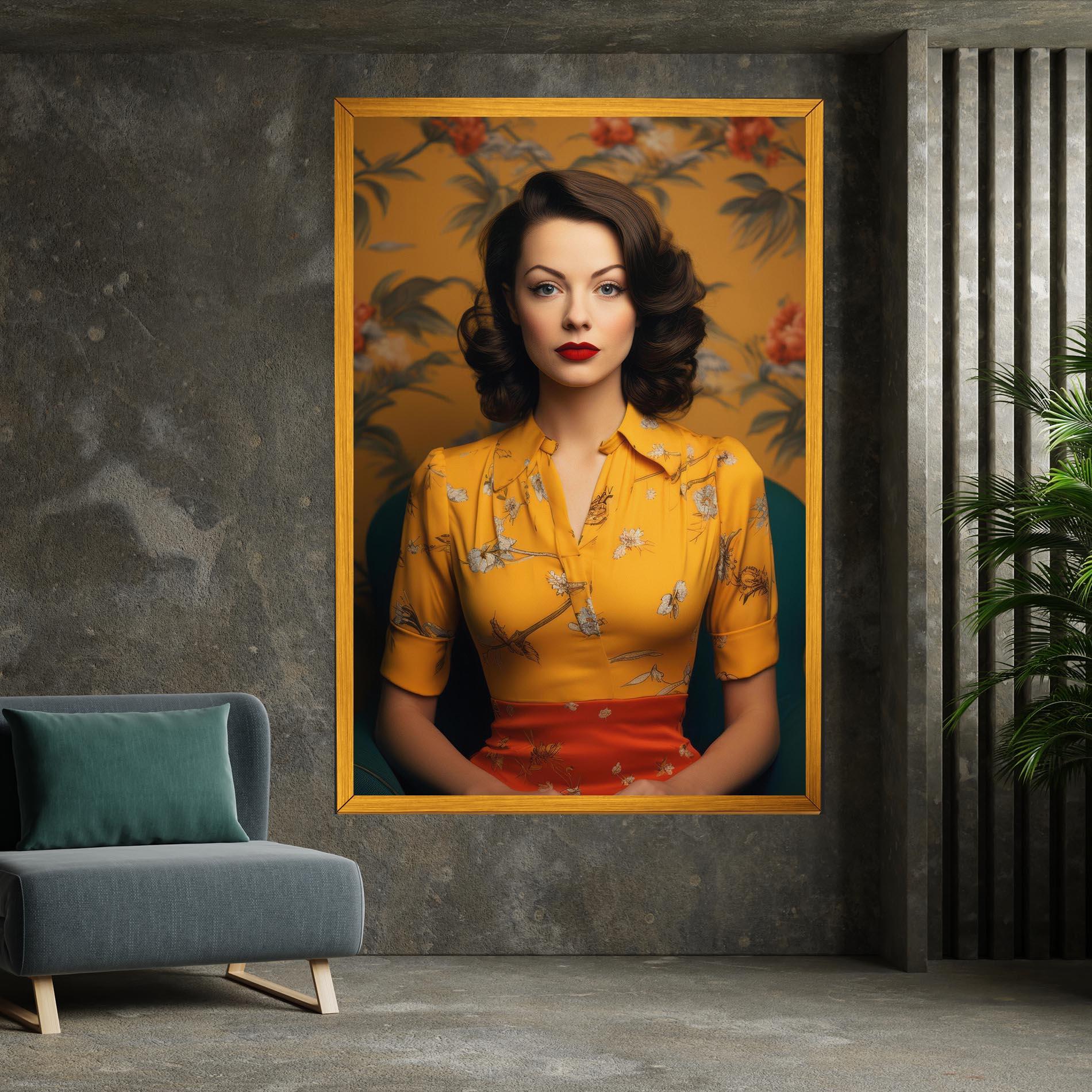 Картина на платно Yellow Red Dress mockup 7