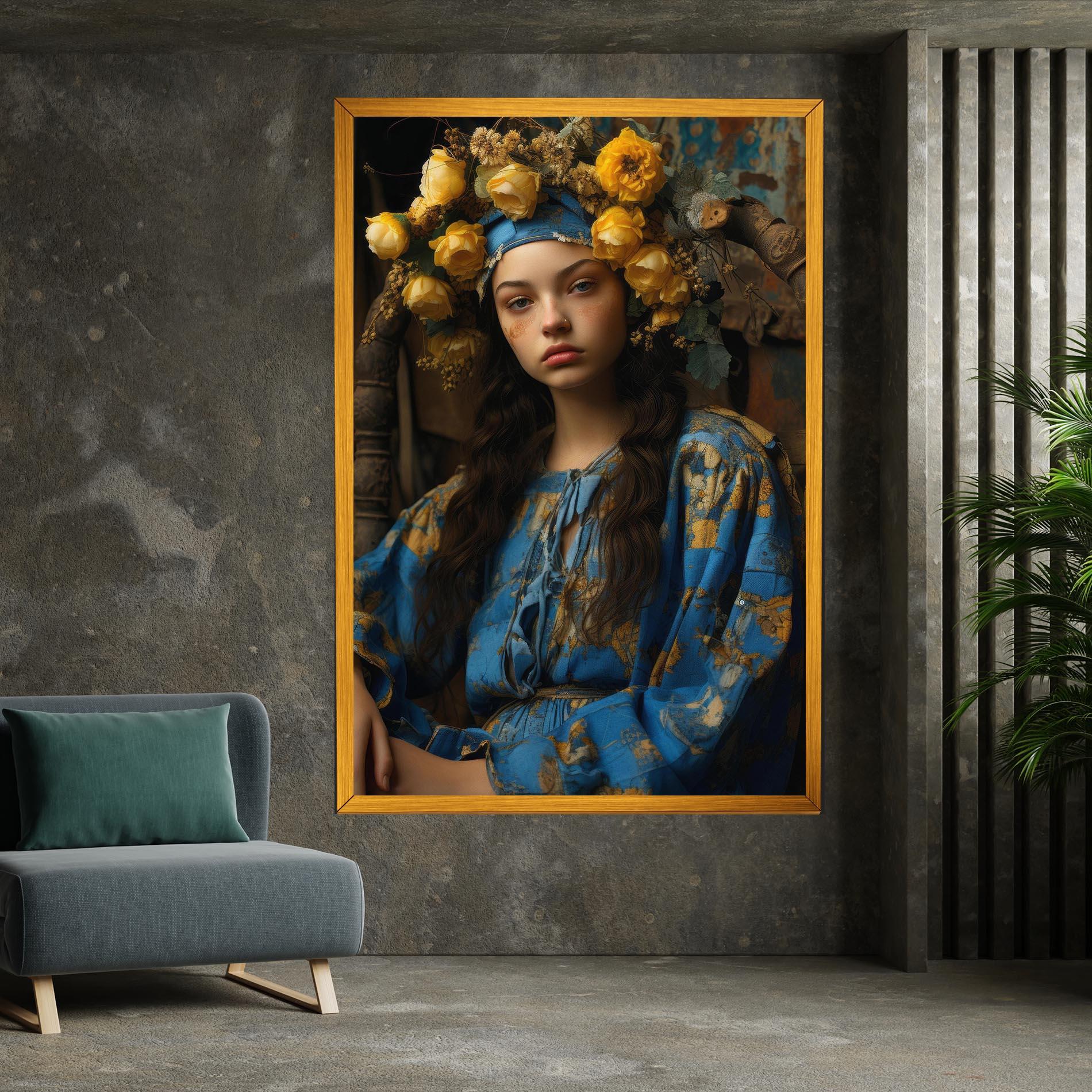 Картина на платно Yellow Rose Dress mockup 7