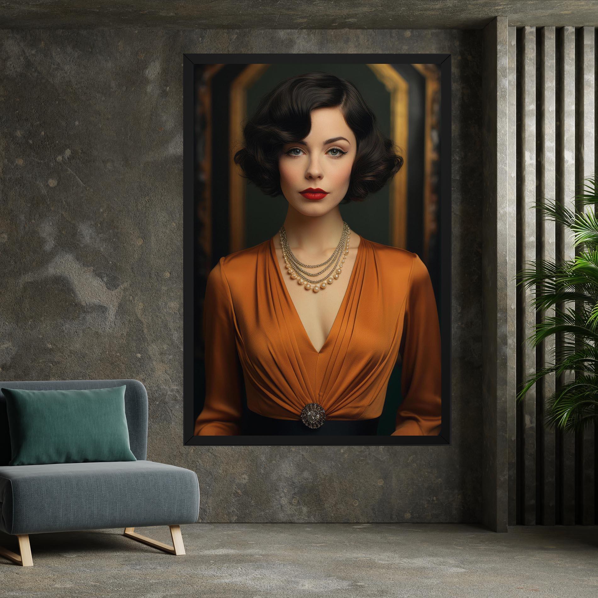 Картина на платно Orange Blouse Pearls mockup 7