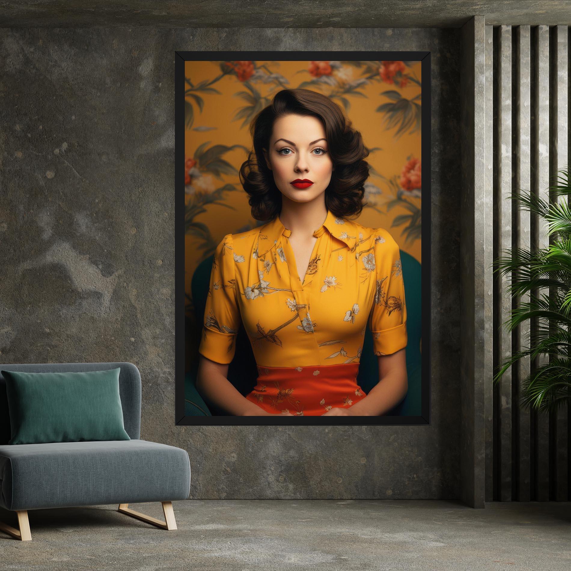 Картина на платно Yellow Red Dress mockup 7