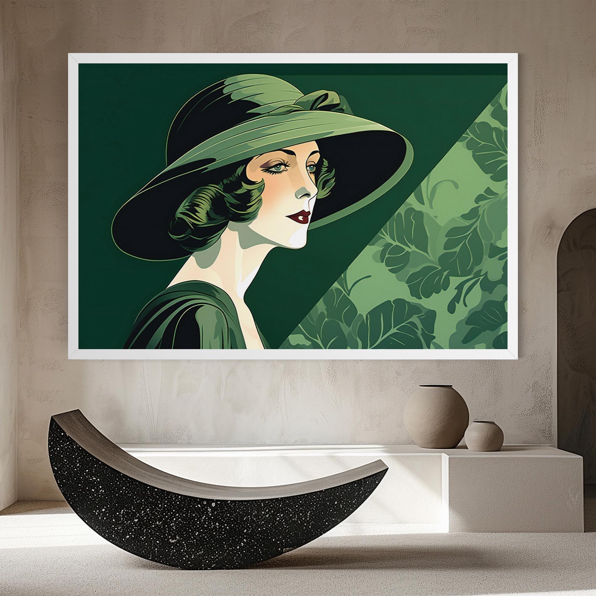 Картина на платно Green Woman Painting mockup 8
