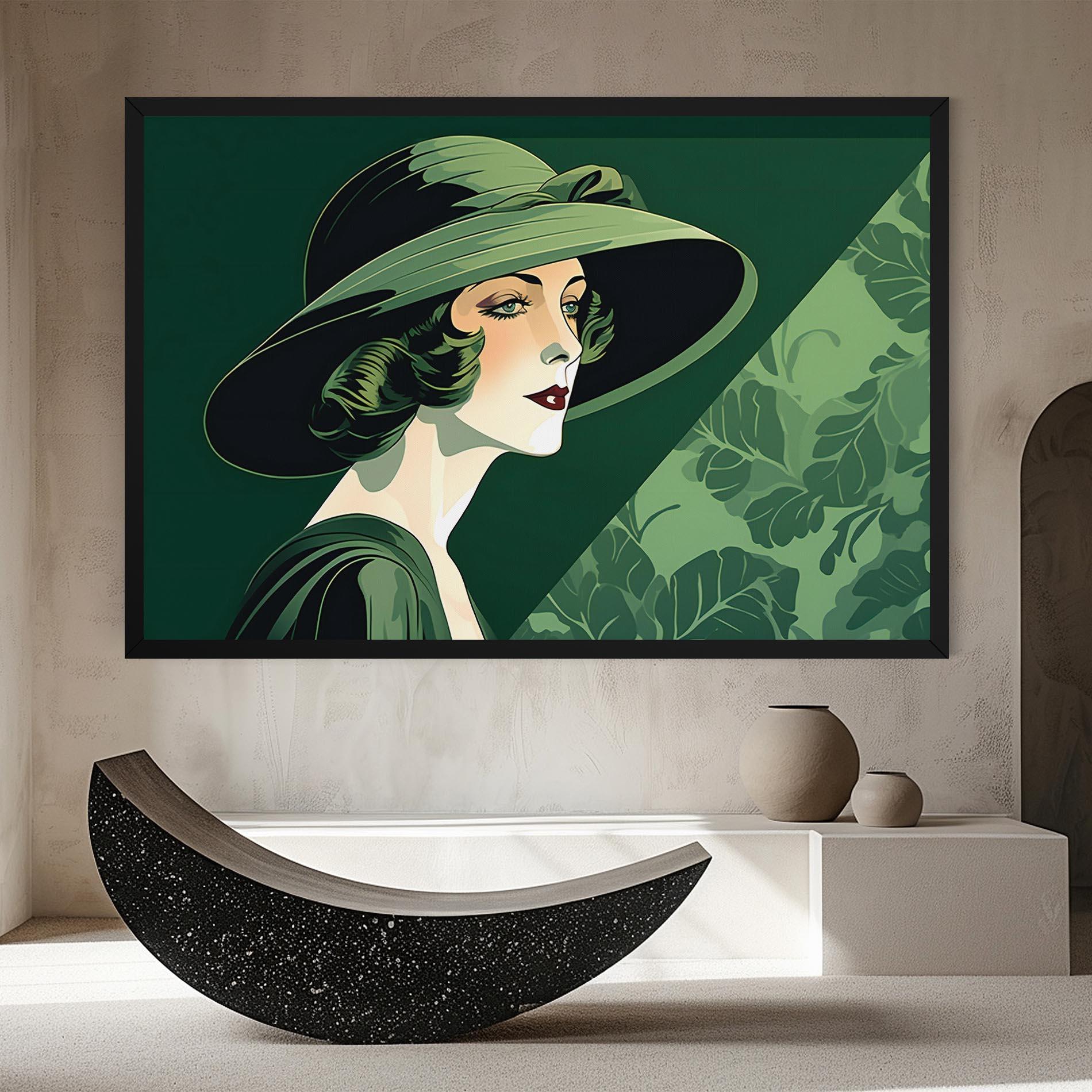 Картина на платно Green Woman Painting mockup 8