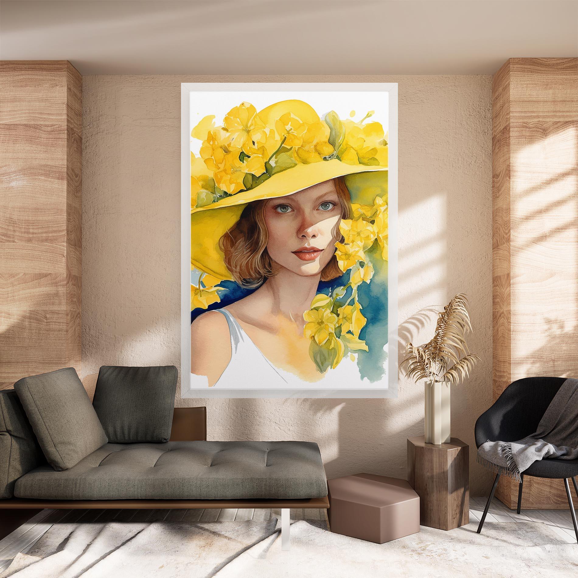 Картина на платно Yellow Hat Flowers mockup 8