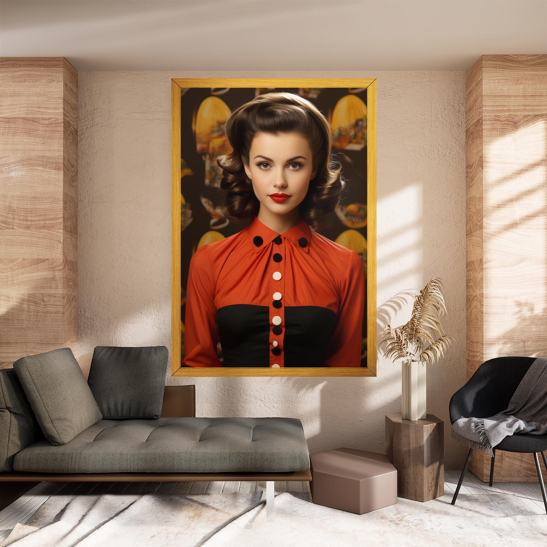 Картина на платно Vintage Red Black mockup 8