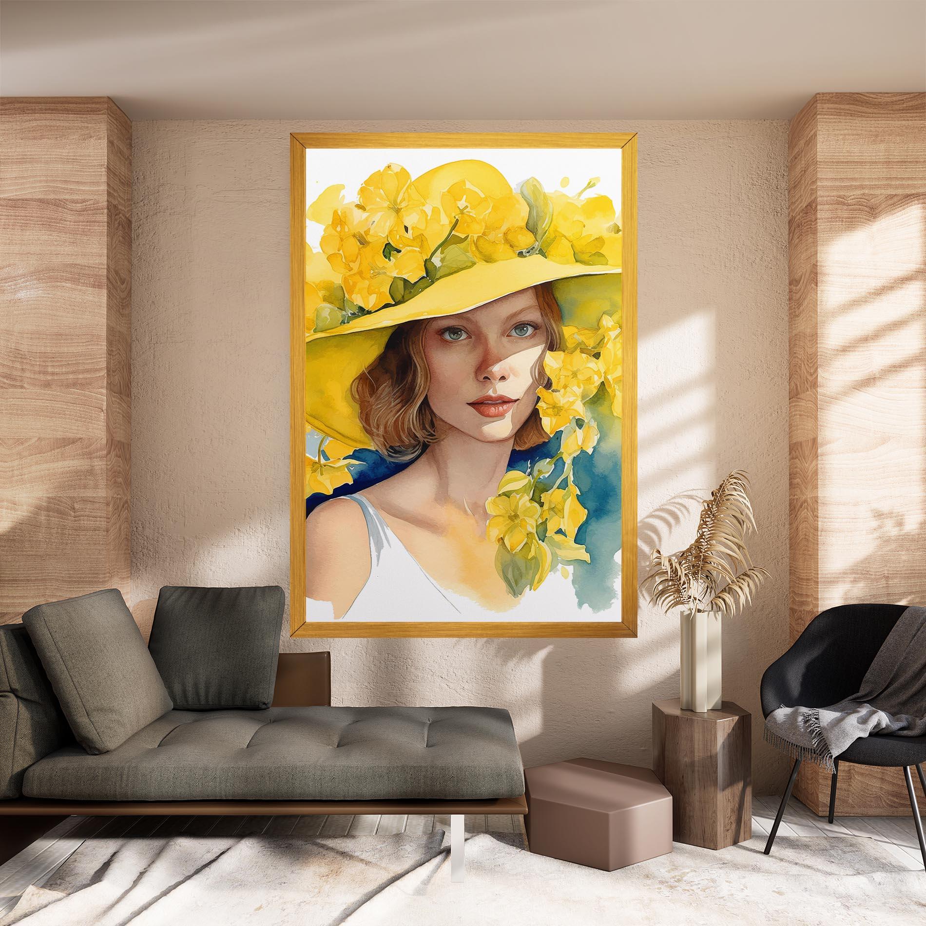 Картина на платно Yellow Hat Flowers mockup 8