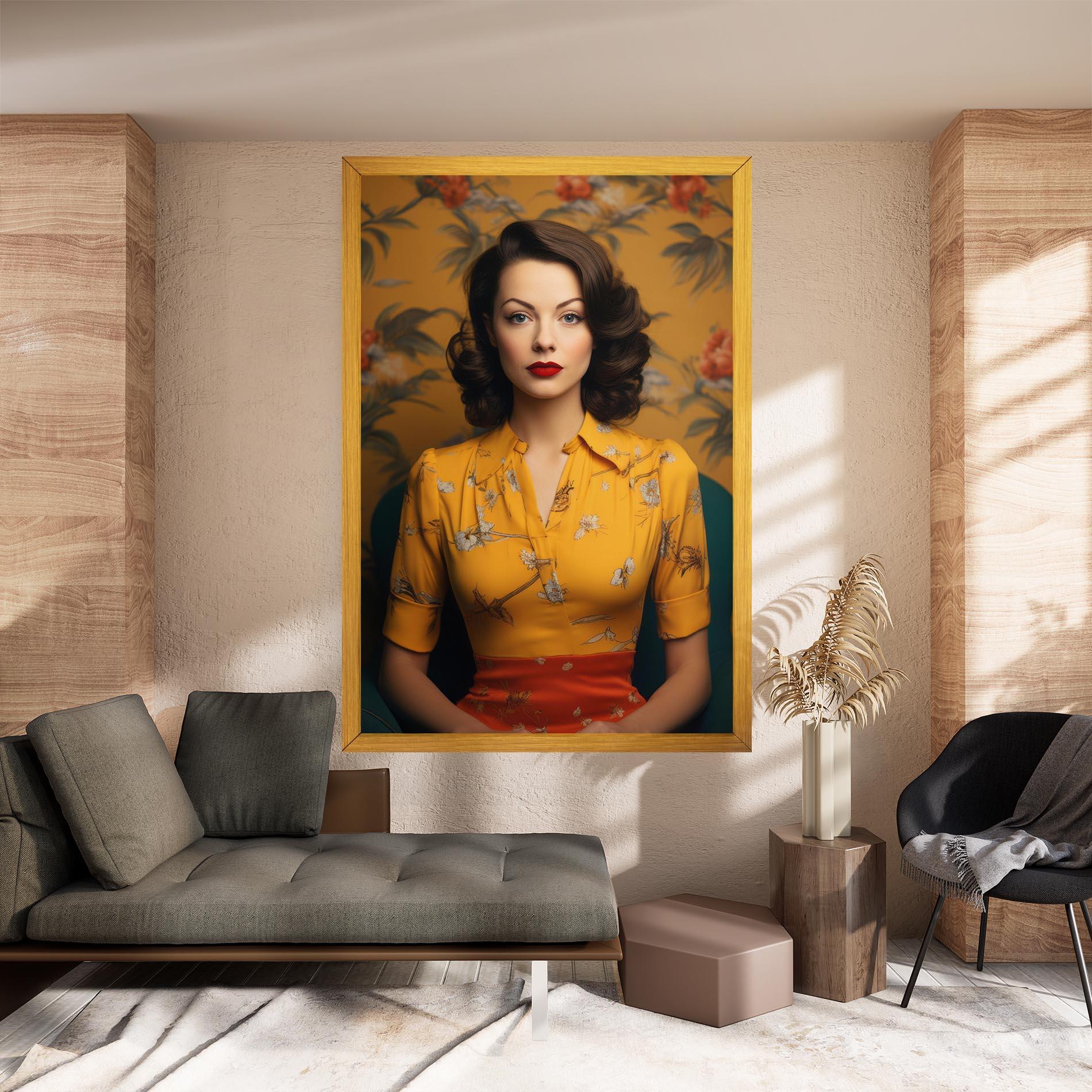 Картина на платно Yellow Red Dress mockup 8