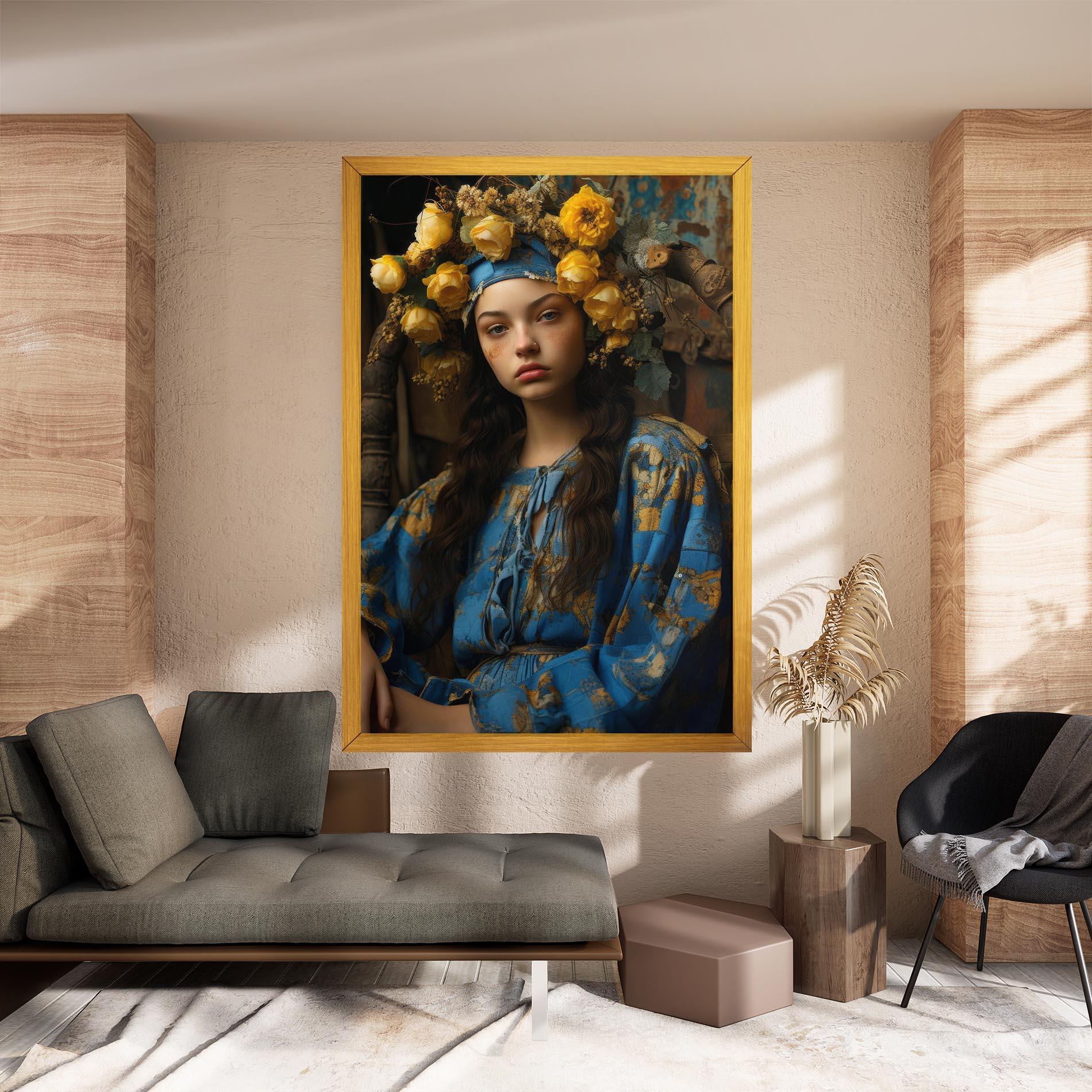 Картина на платно Yellow Rose Dress mockup 8