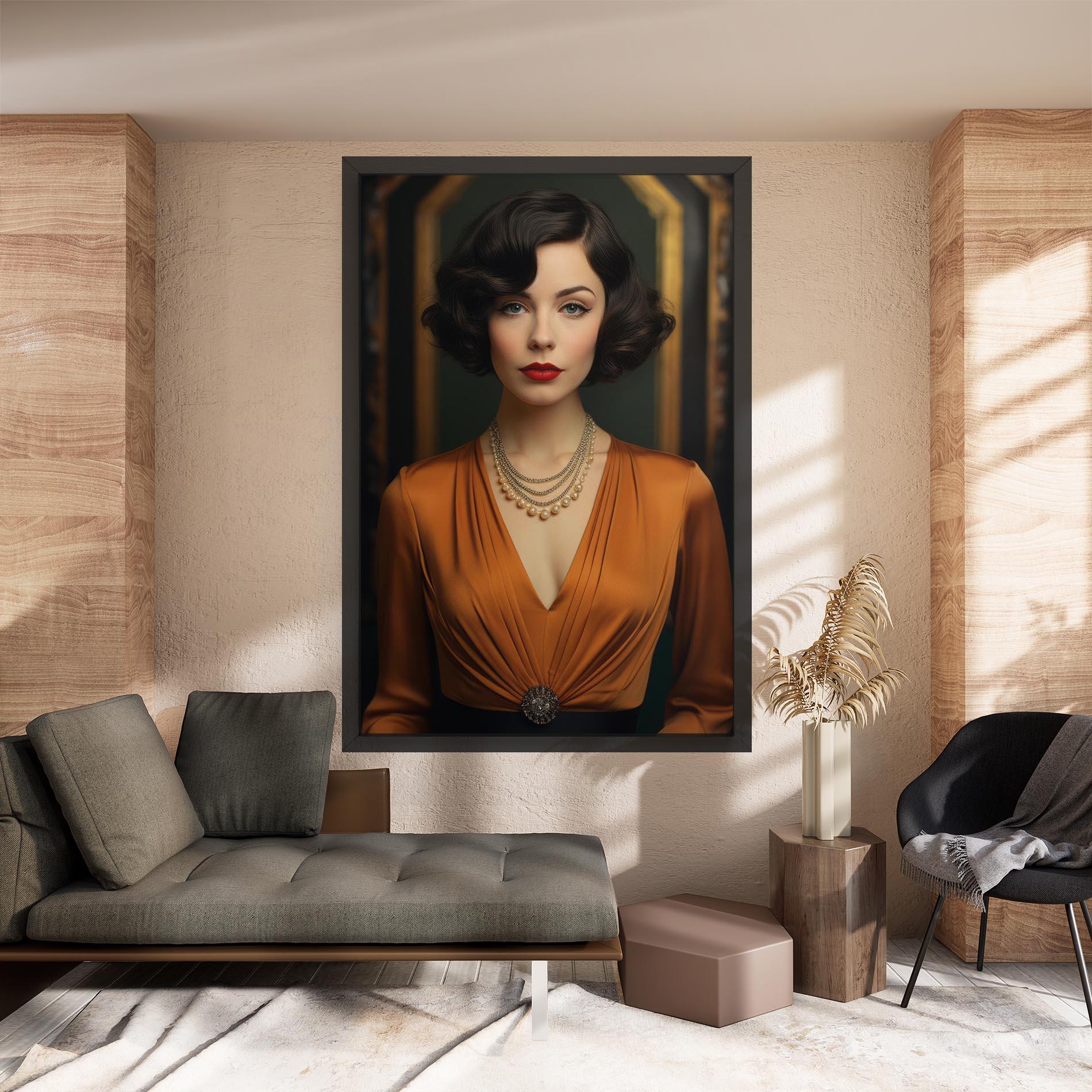 Картина на платно Orange Blouse Pearls mockup 8