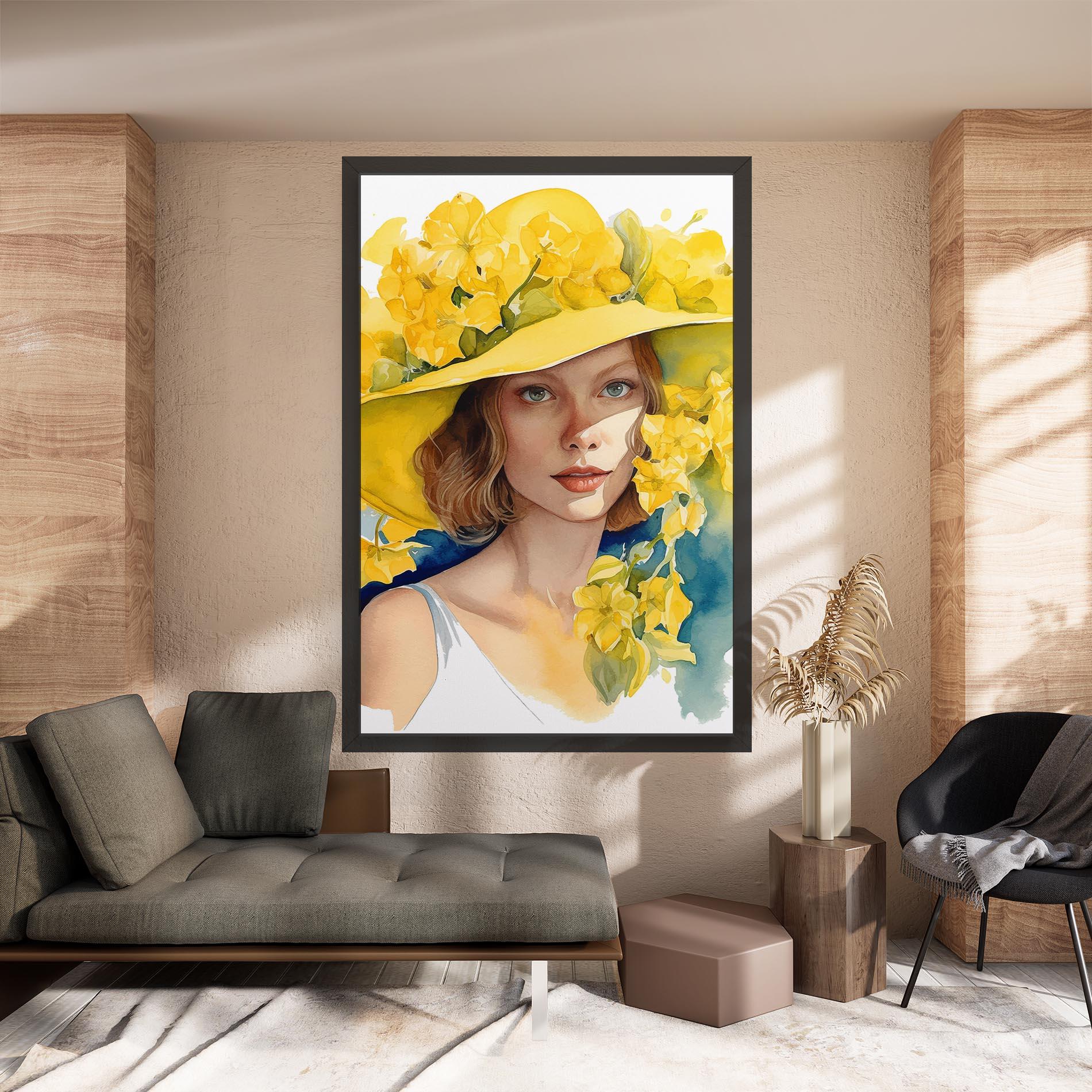 Картина на платно Yellow Hat Flowers mockup 8