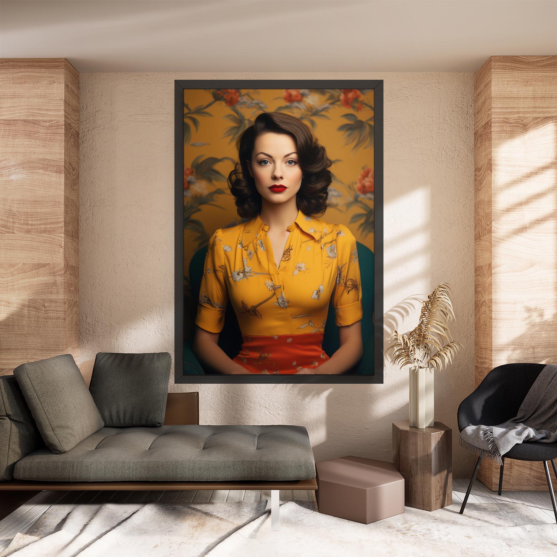 Картина на платно Yellow Red Dress mockup 8