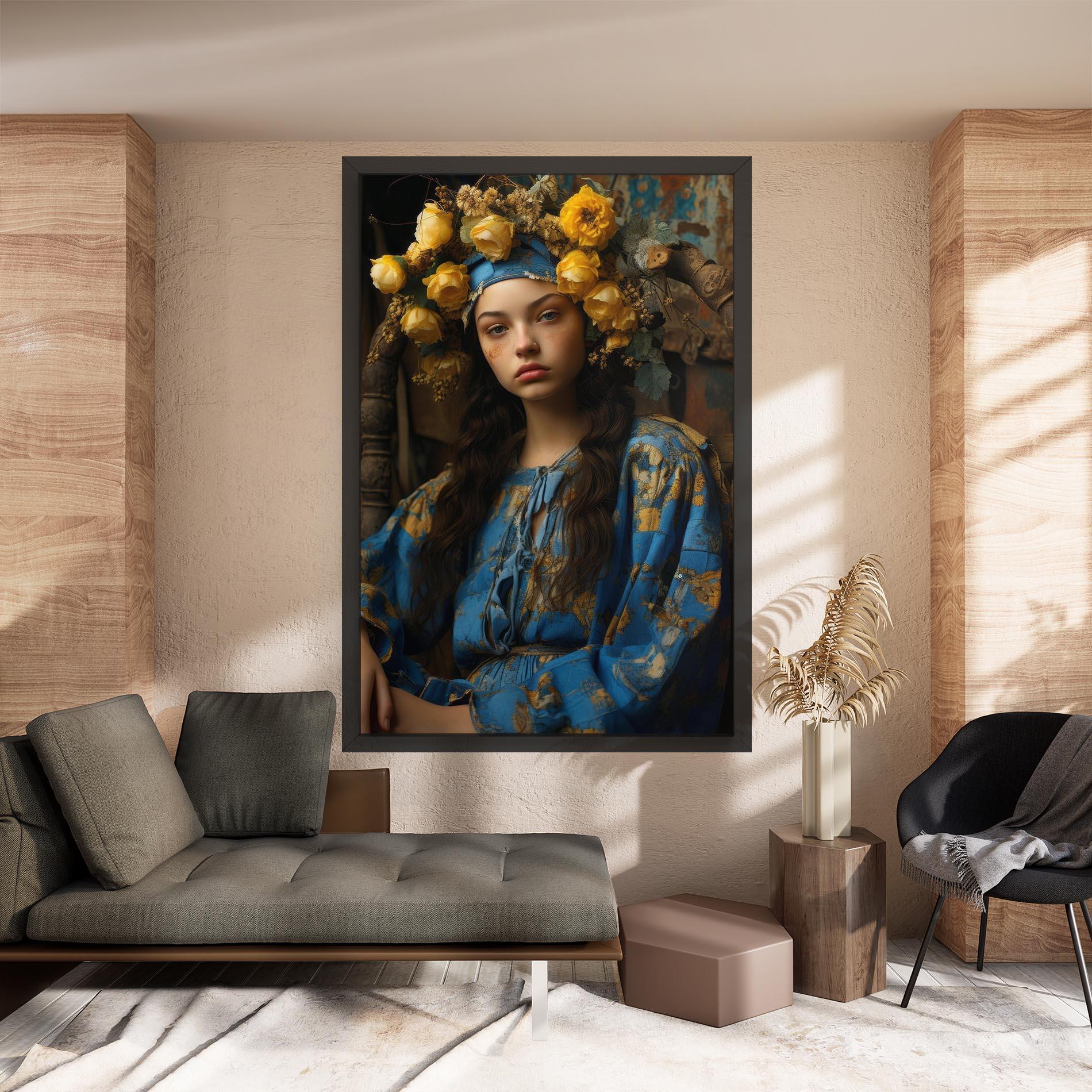 Картина на платно Yellow Rose Dress mockup 8