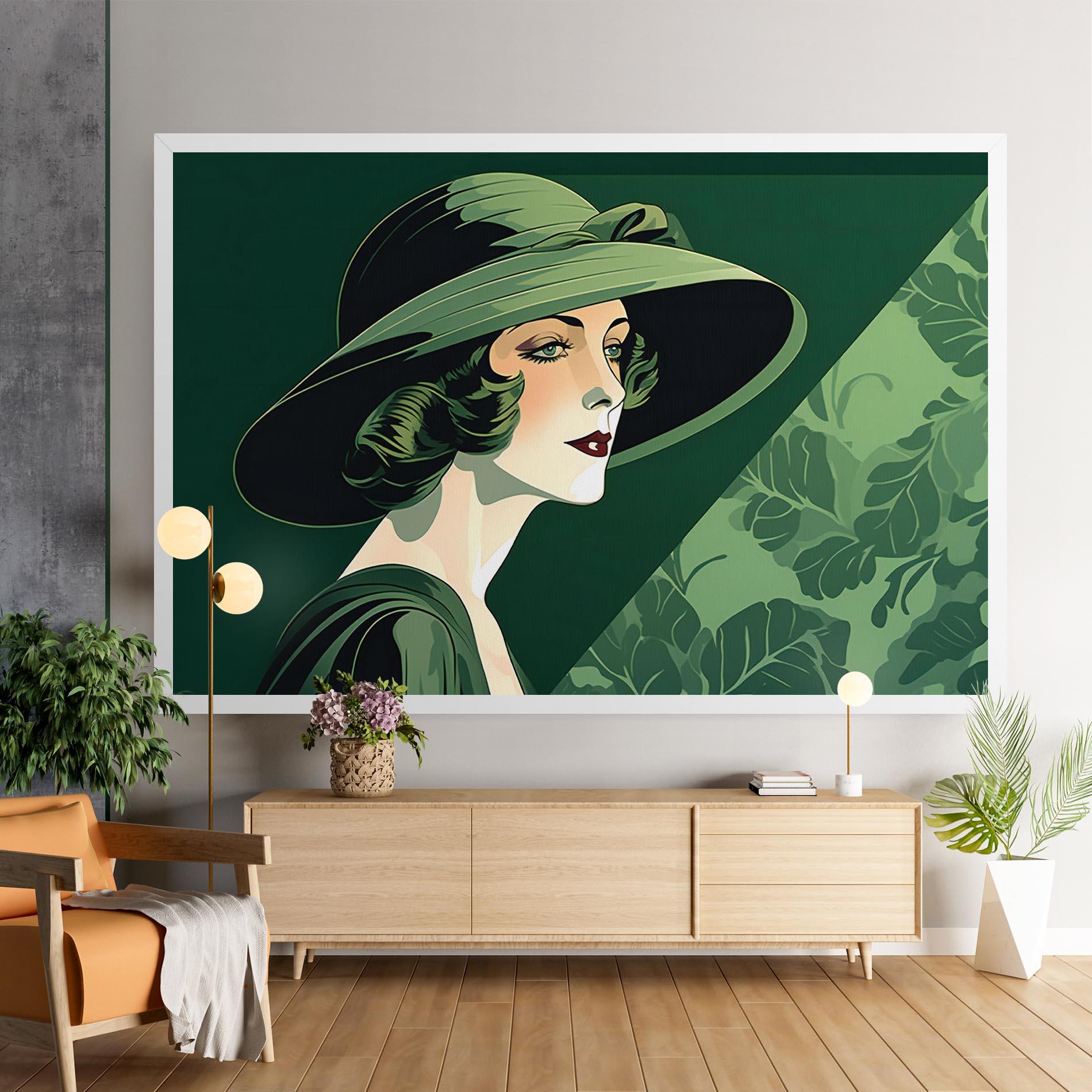 Картина на платно Green Woman Painting mockup 9