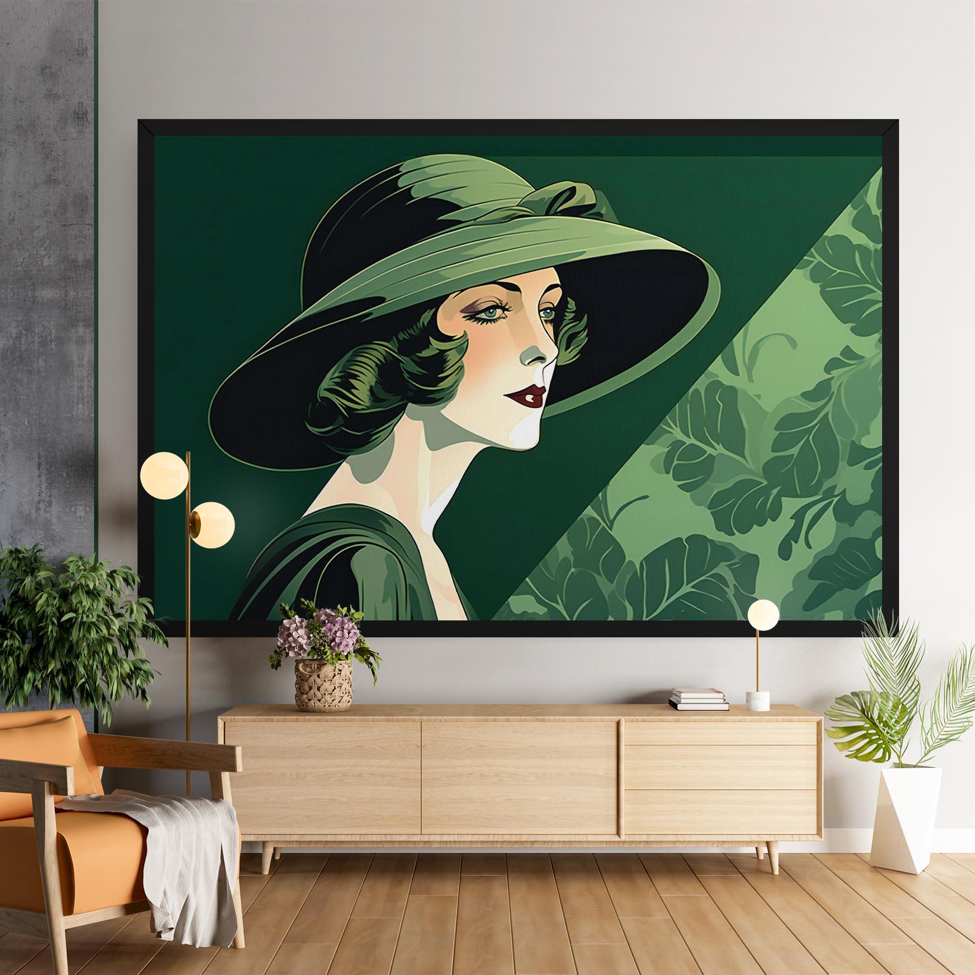 Картина на платно Green Woman Painting mockup 9