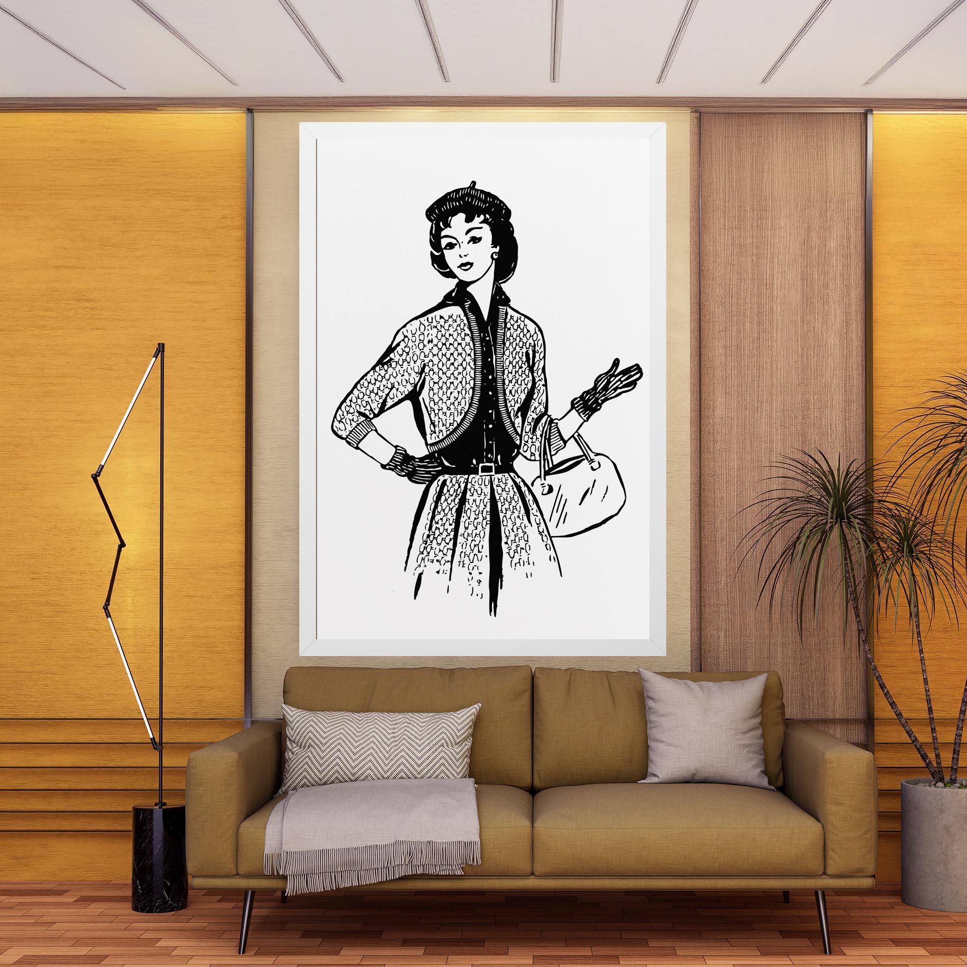 Картина на платно Vintage Woman Line mockup 9