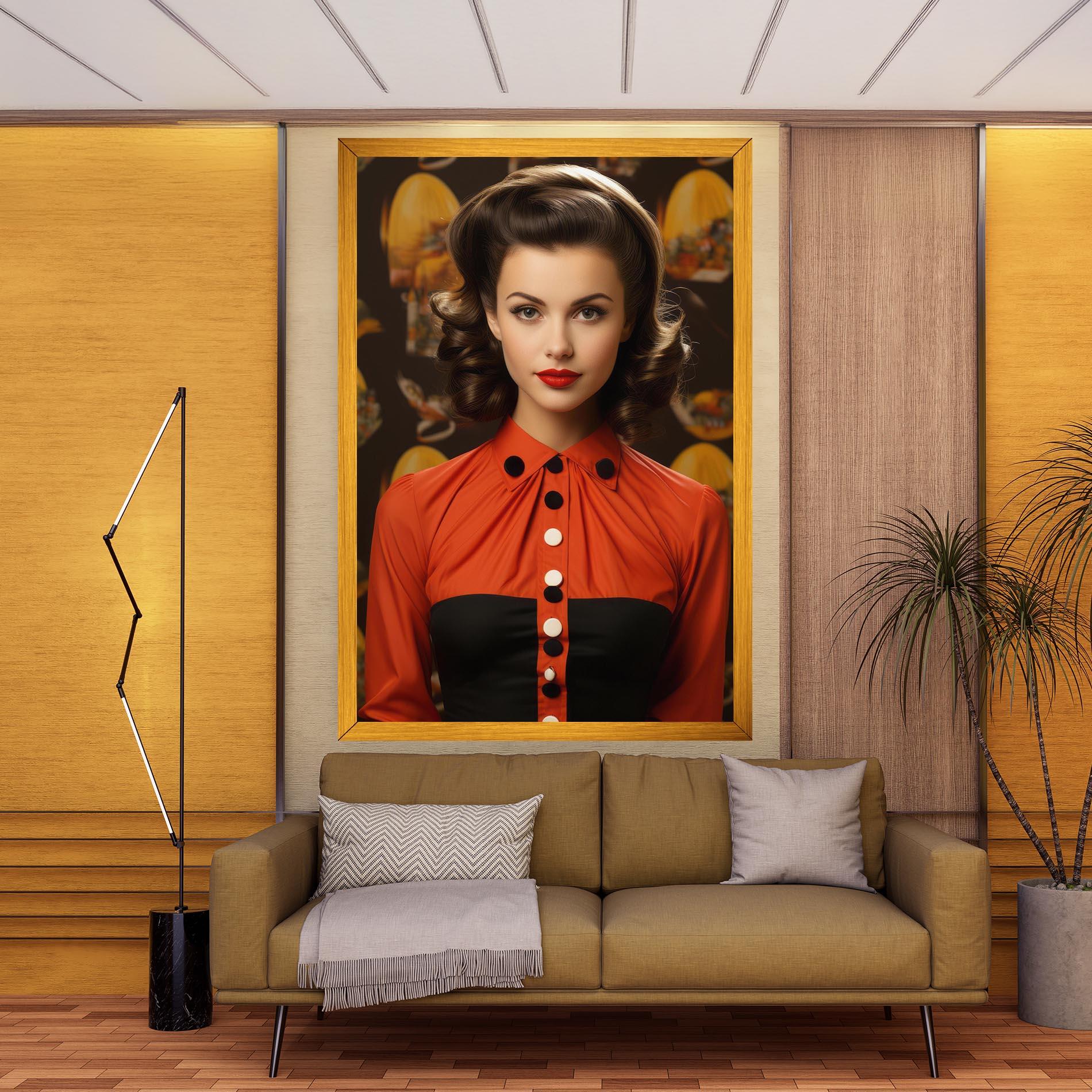 Картина на платно Vintage Red Black mockup 9