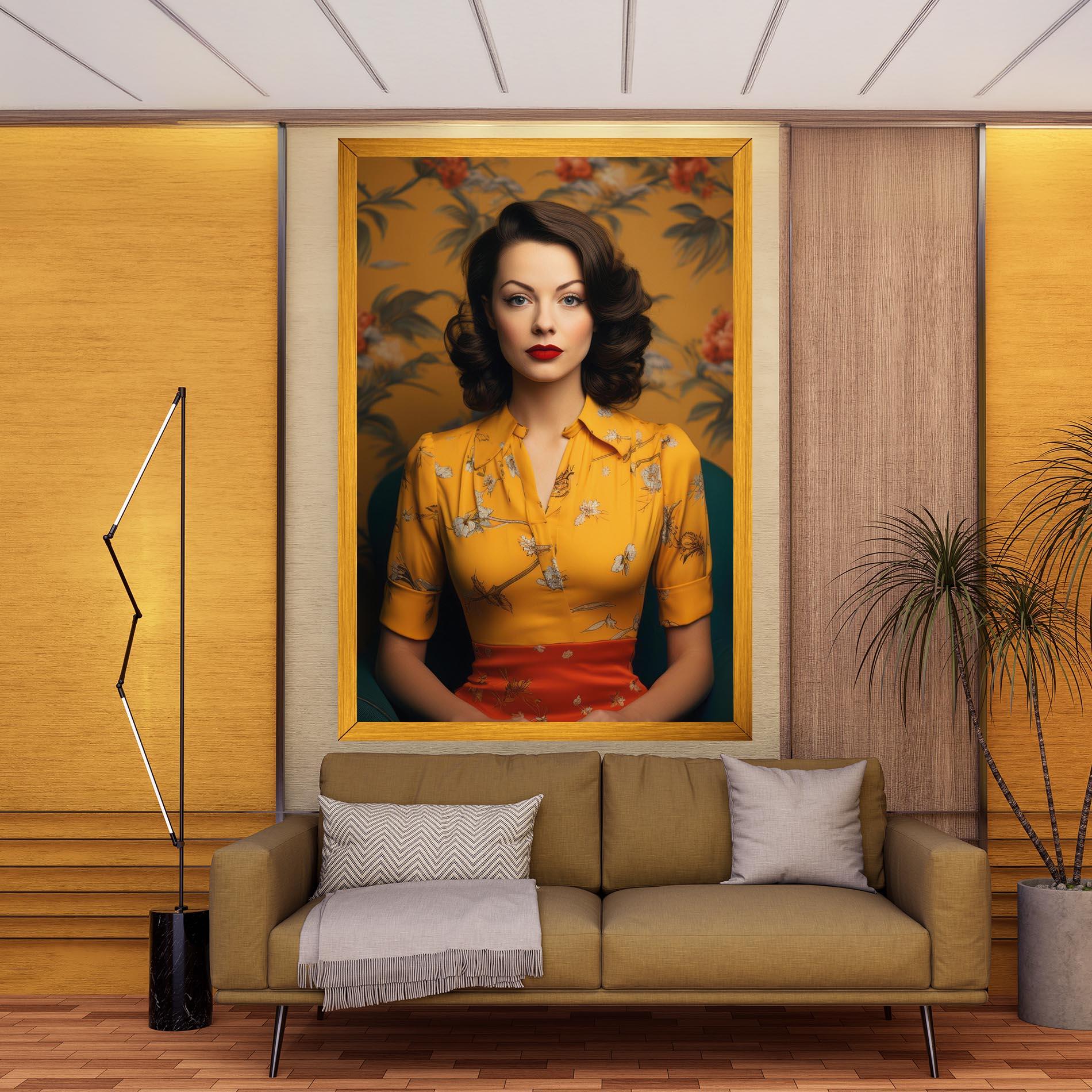 Картина на платно Yellow Red Dress mockup 9