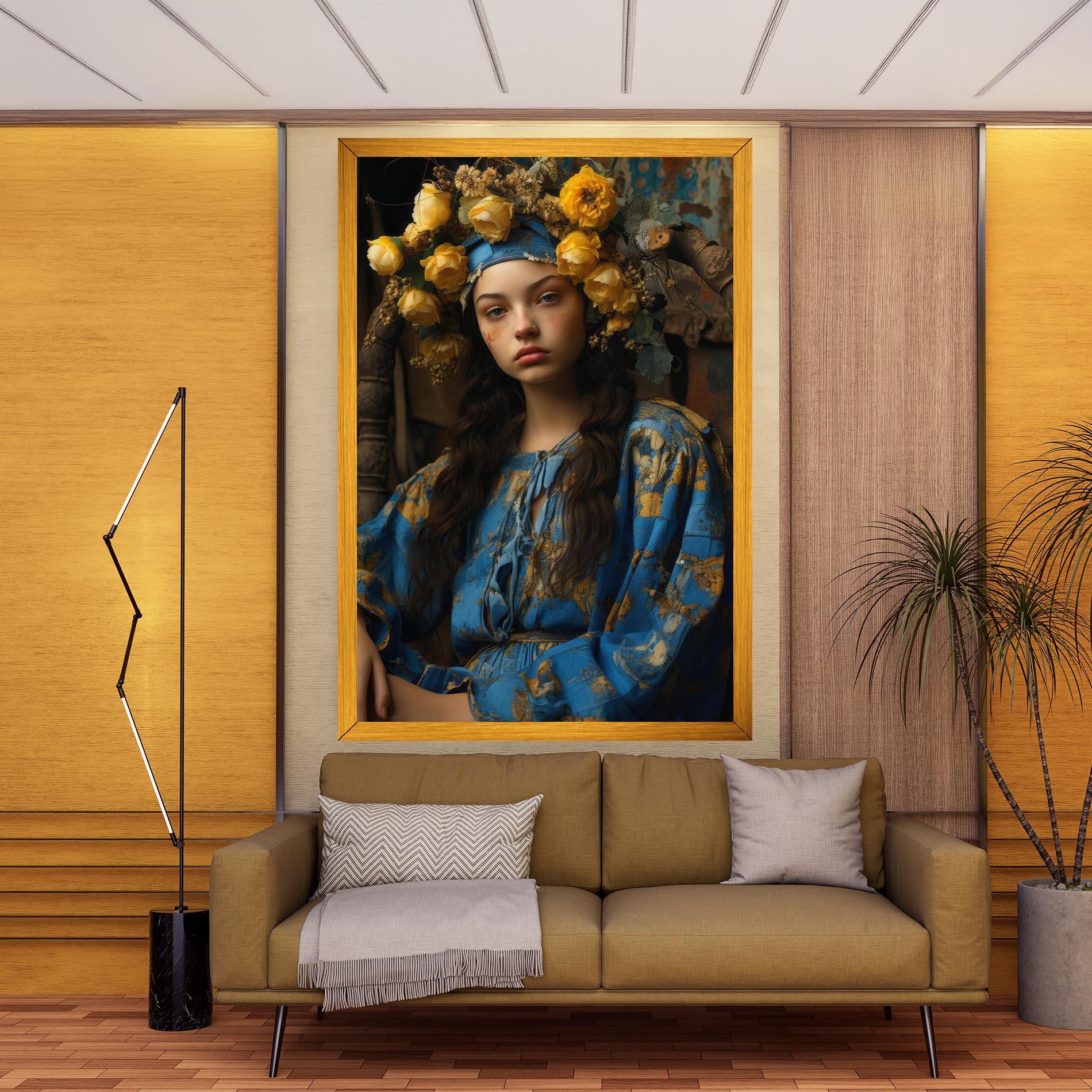 Картина на платно Yellow Rose Dress mockup 9