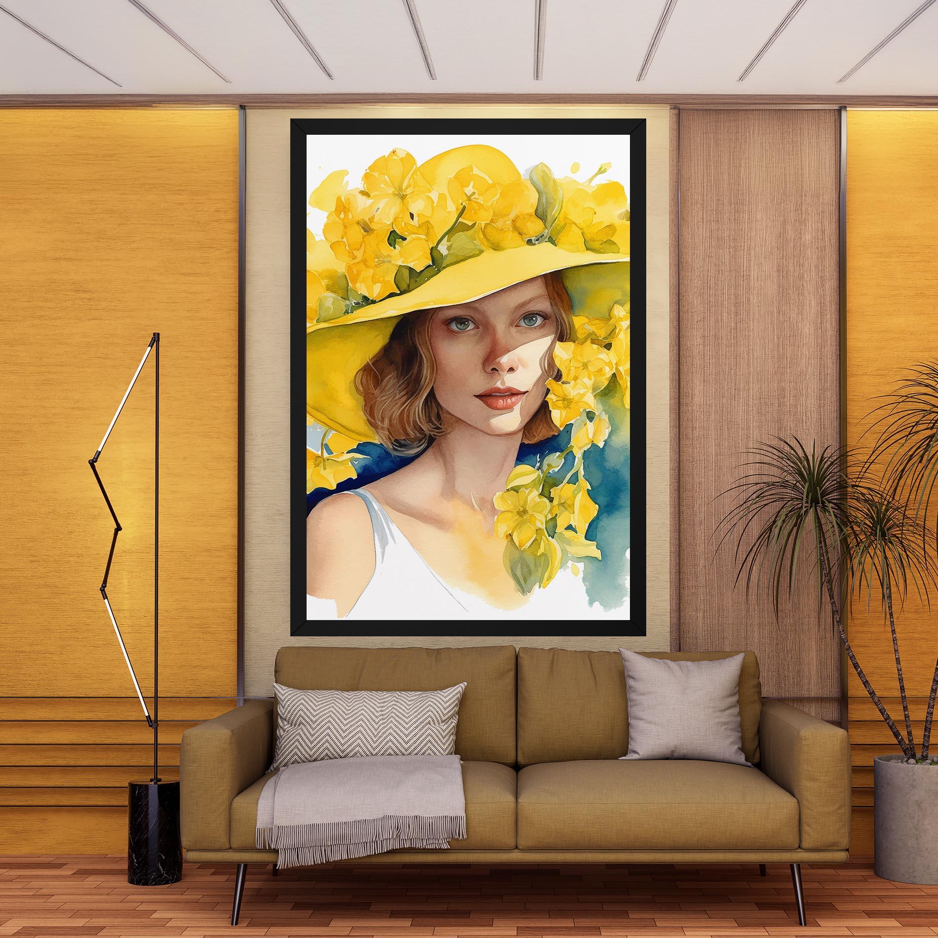 Картина на платно Yellow Hat Flowers mockup 9