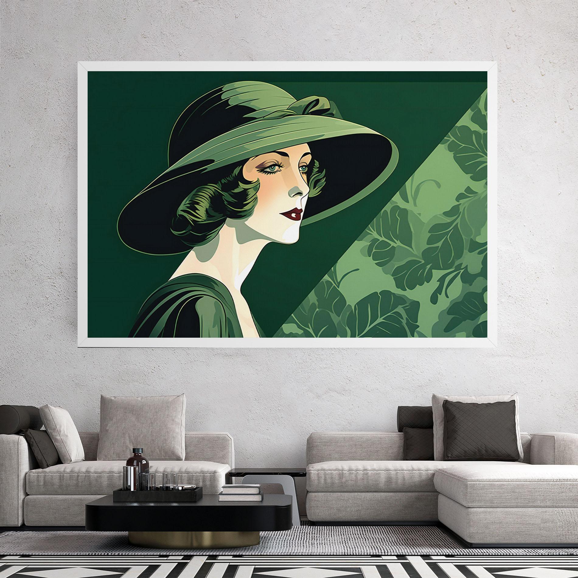 Картина на платно Green Woman Painting mockup 2