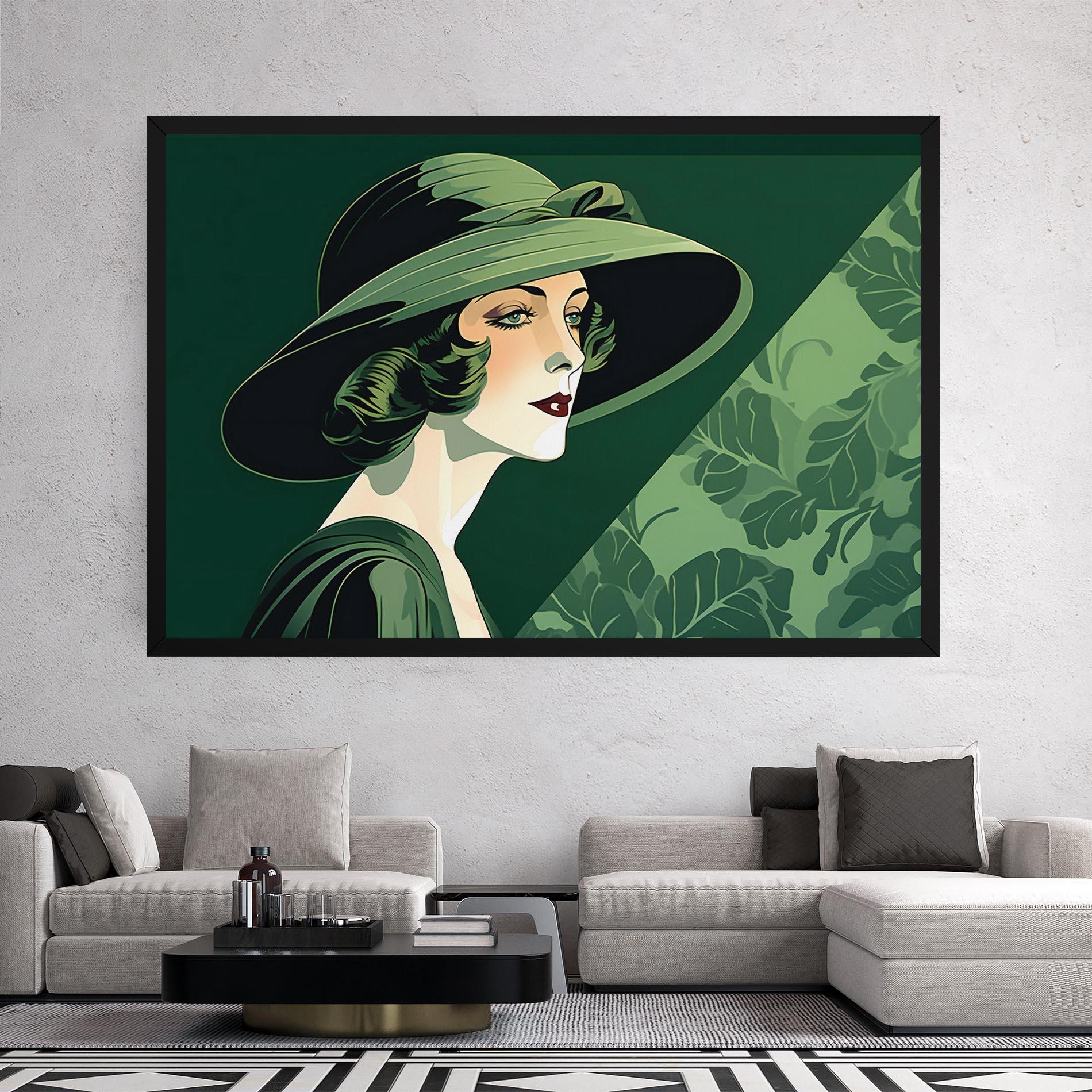 Картина на платно Green Woman Painting mockup 2