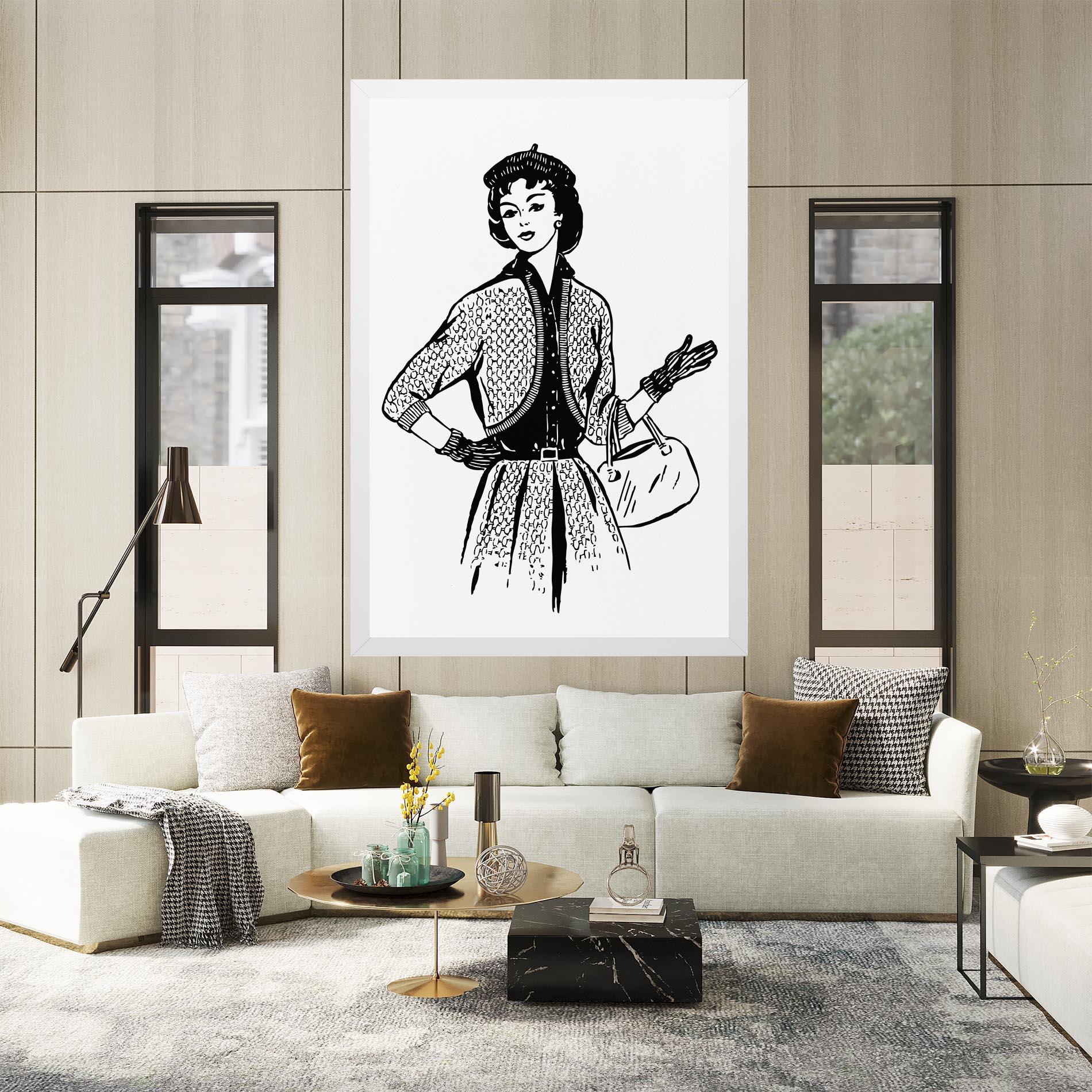 Картина на платно Vintage Woman Line mockup 2